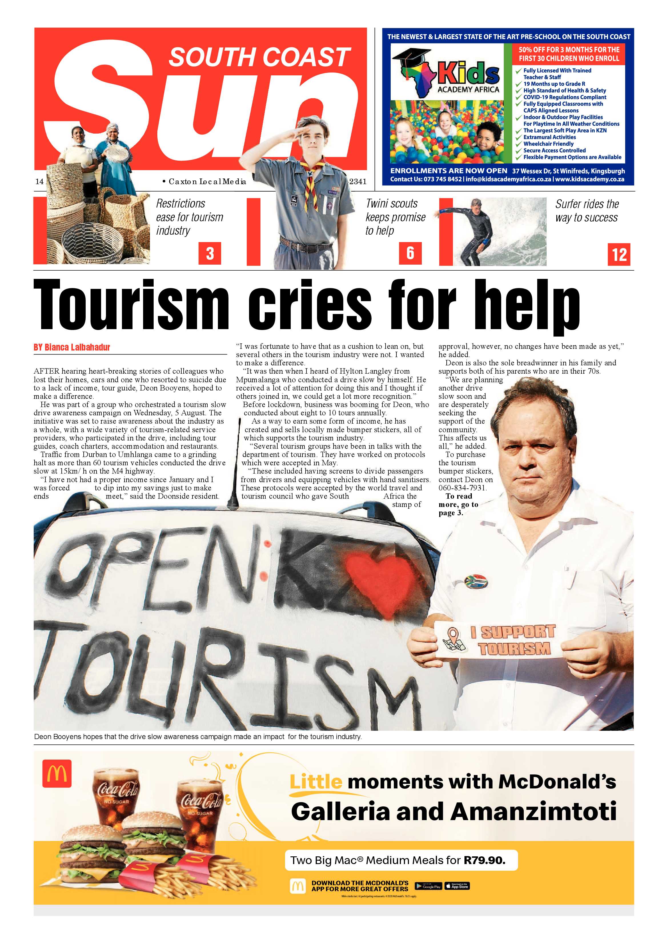 South Coast Sun 14 August 2020 page 1