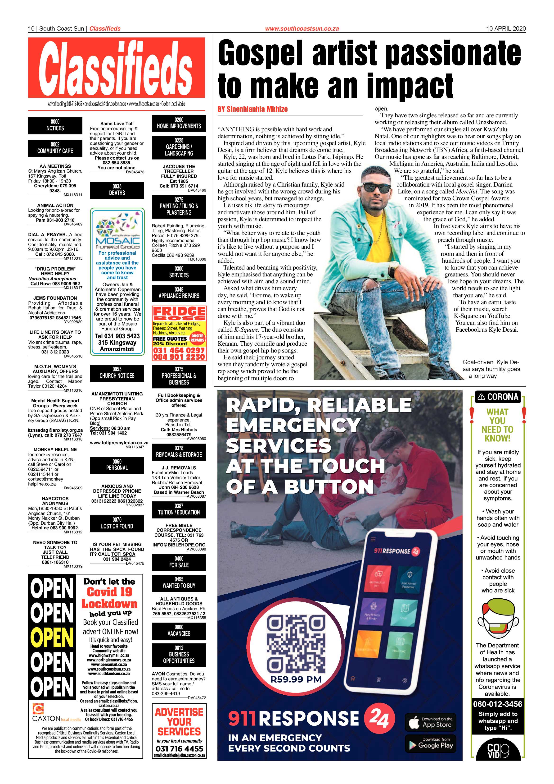 South Coast Sun 10 April 2020 page 10