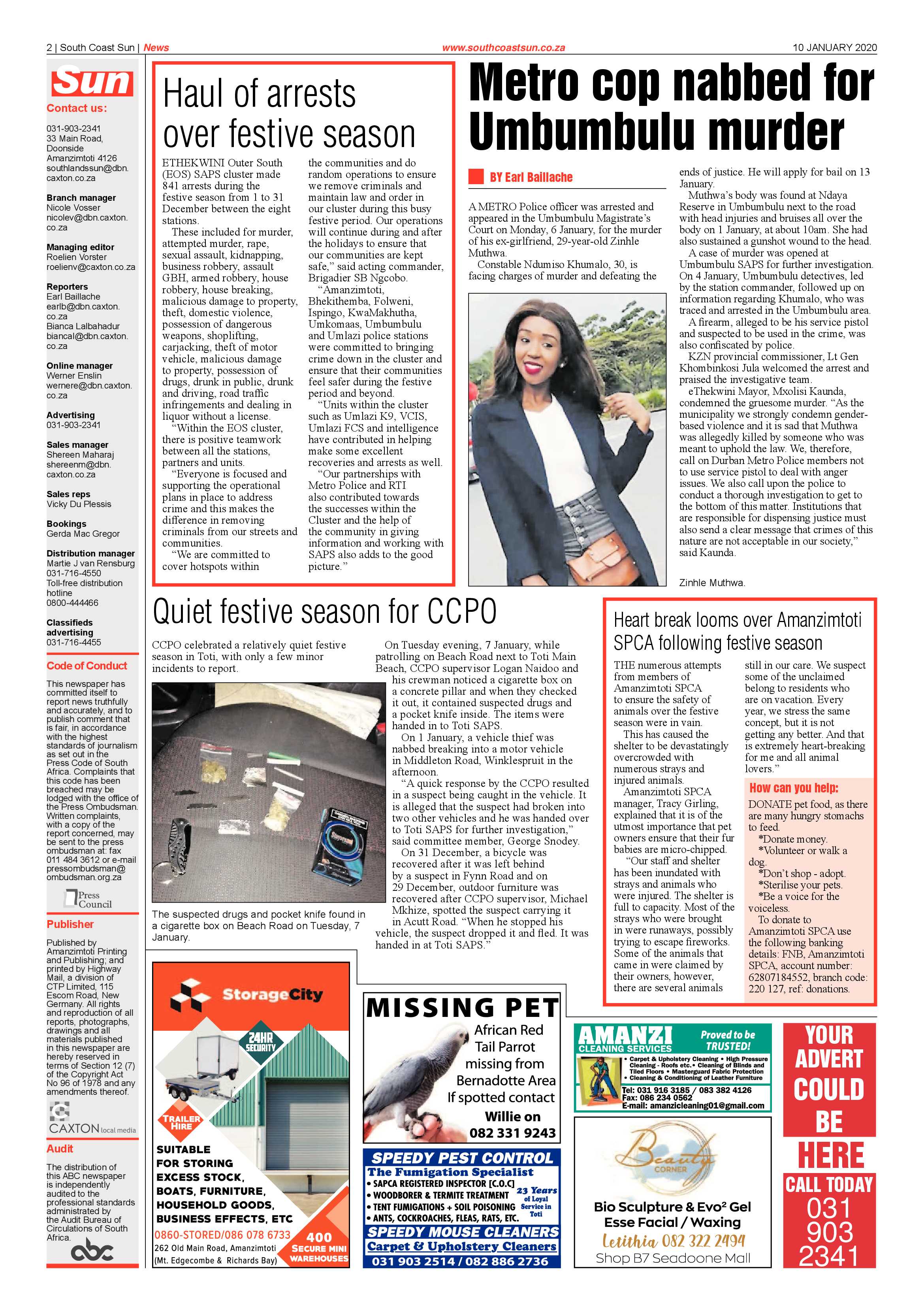 South Coast Sun 10 January 2020 page 2