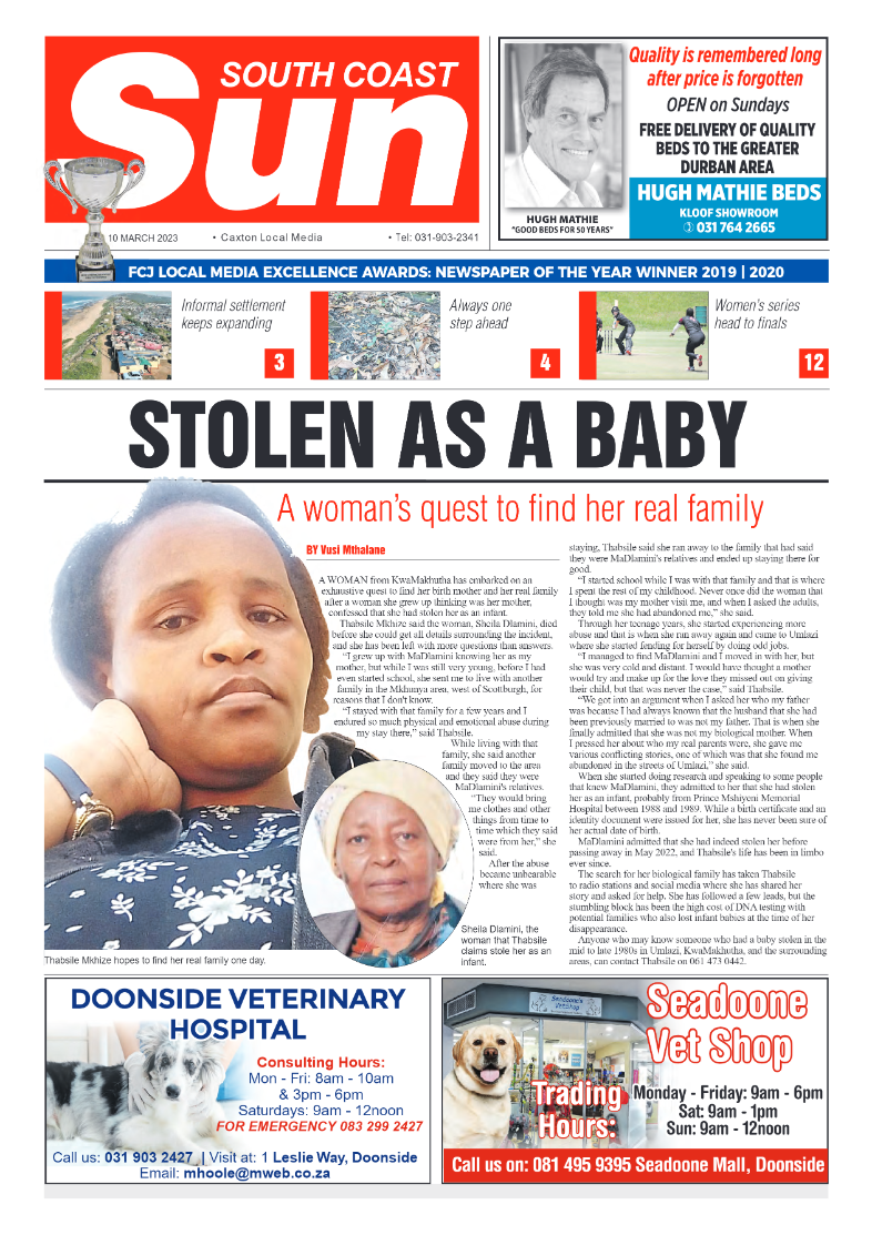 South Coast Sun 10 March 2023 page 1