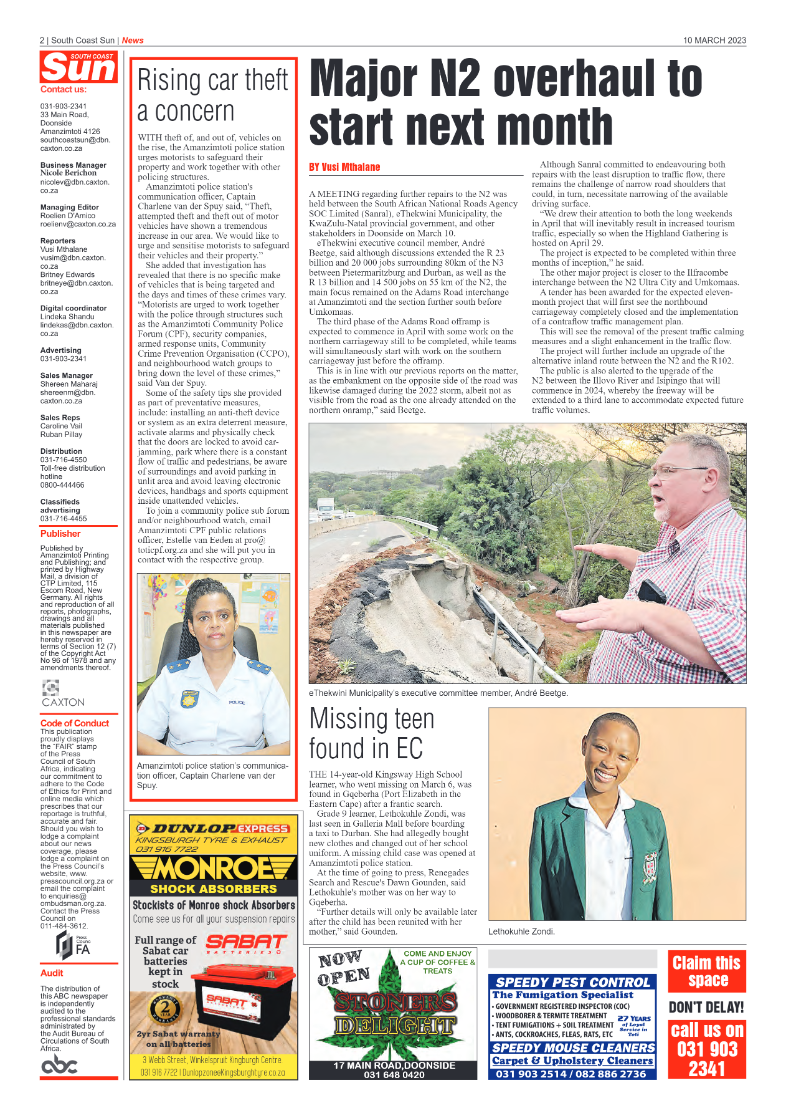 South Coast Sun 10 March 2023 page 2