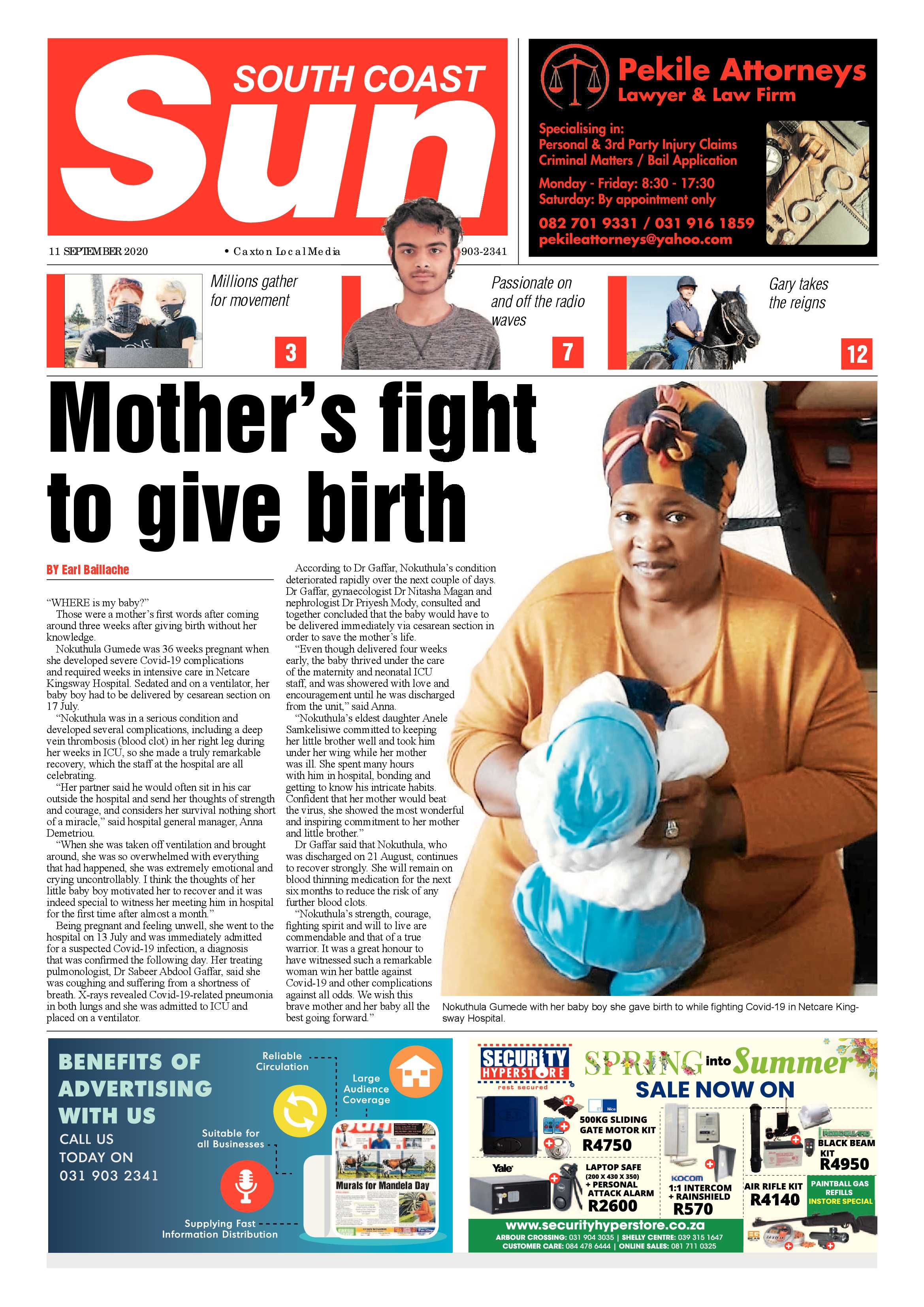 South Coast Sun 11 September 2020 page 1