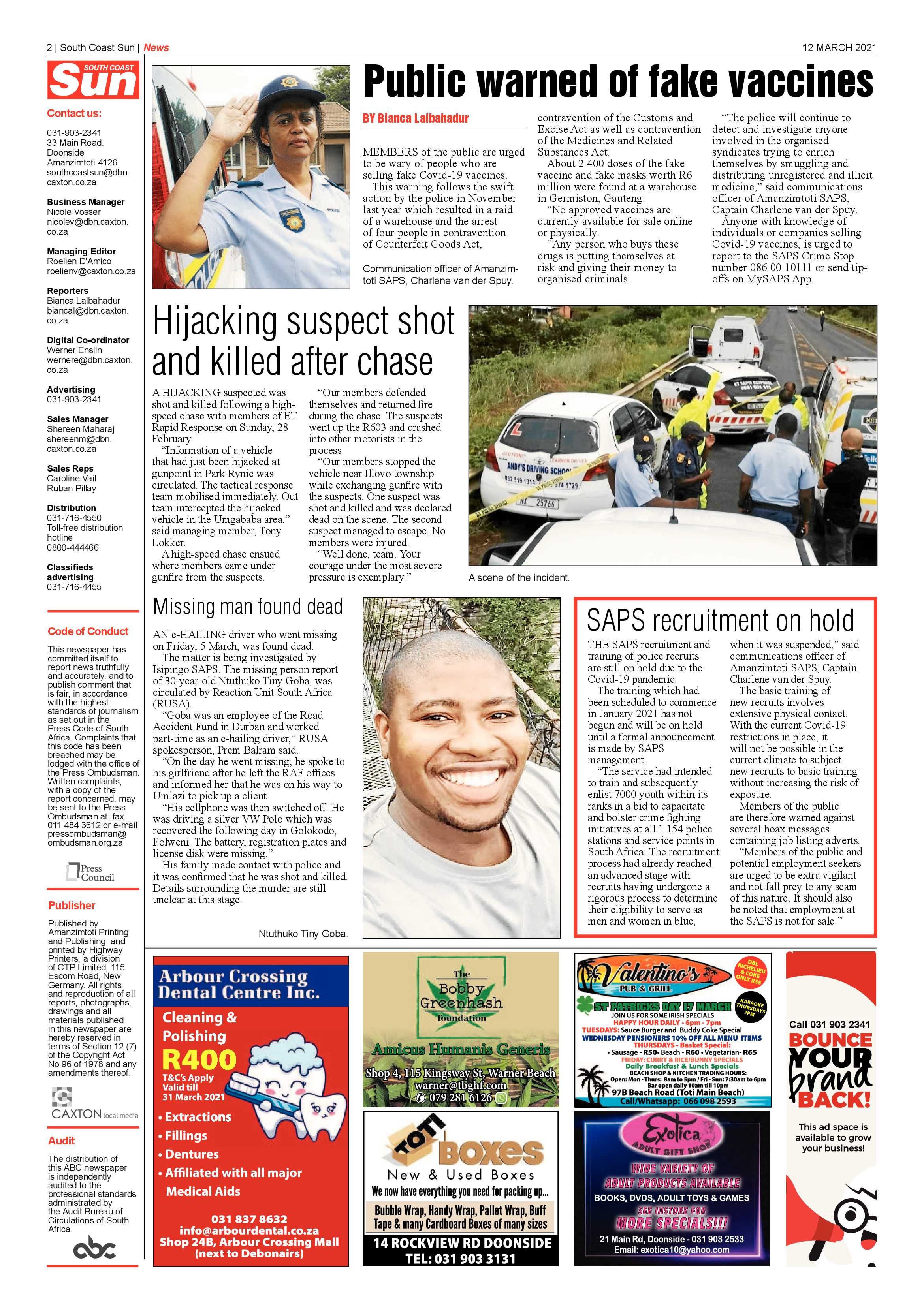 South Coast Sun 12 March 2021 page 2