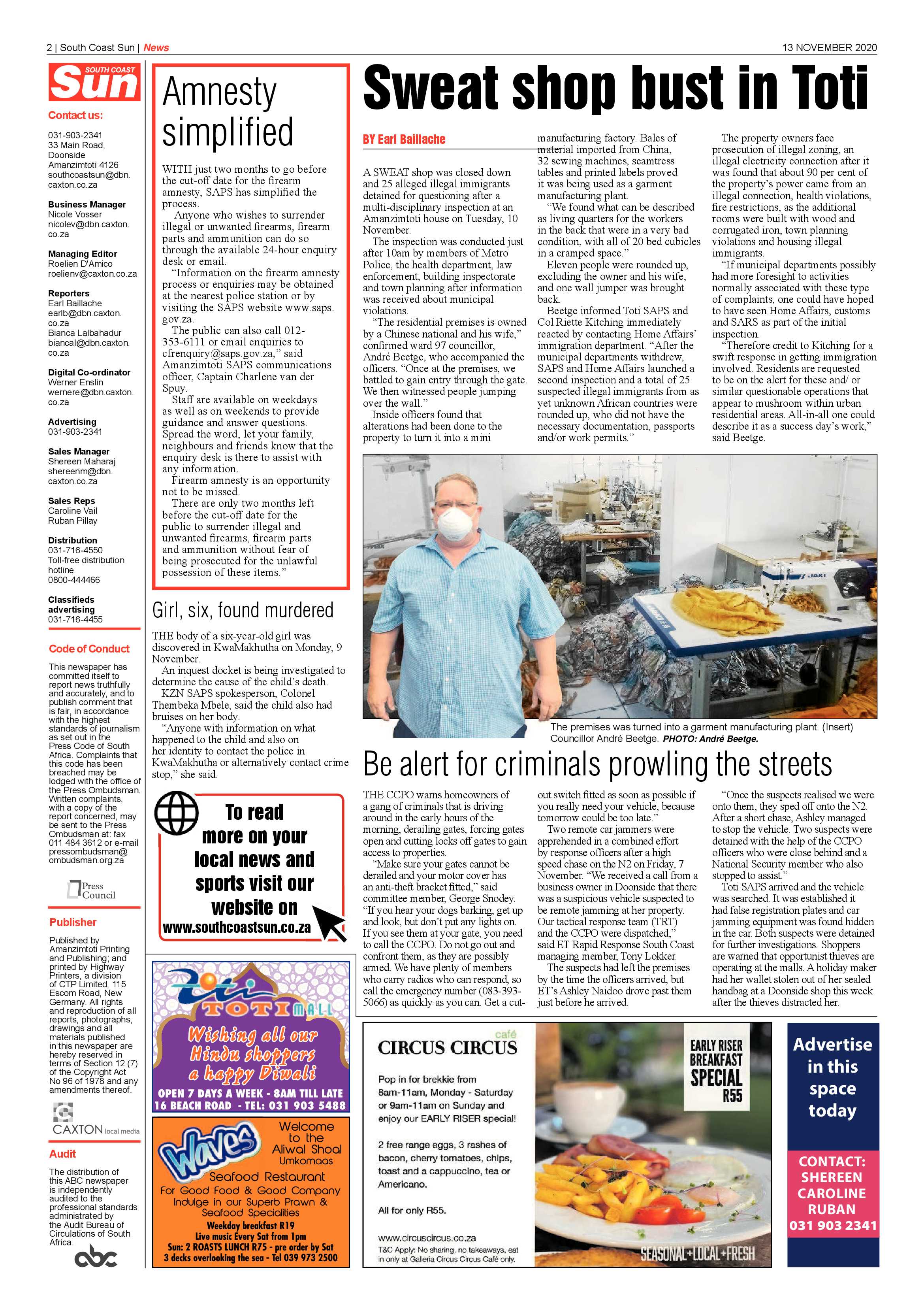 South Coast Sun 13 November 2020 page 2