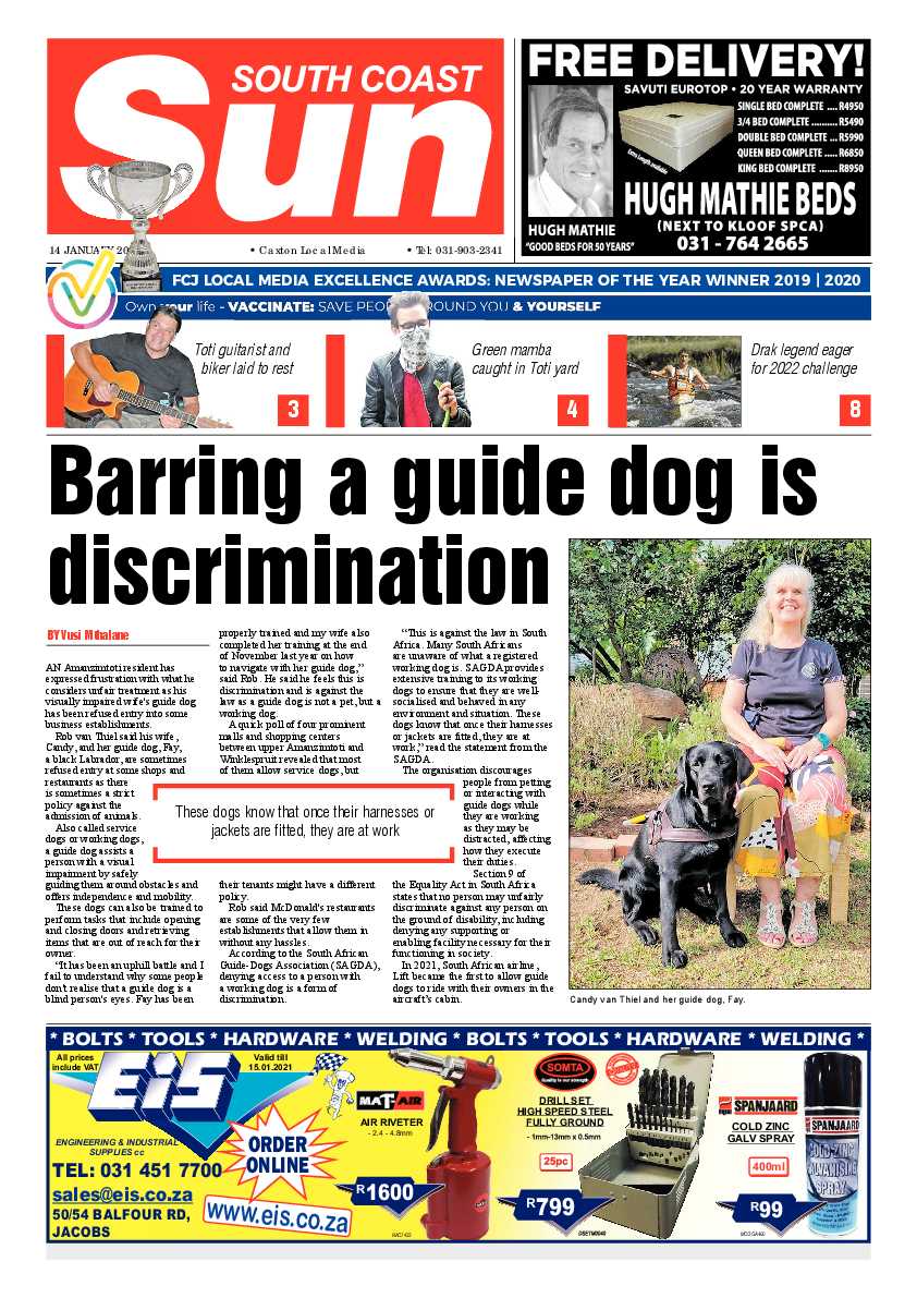 South Coast Sun 14 January 2022 page 1