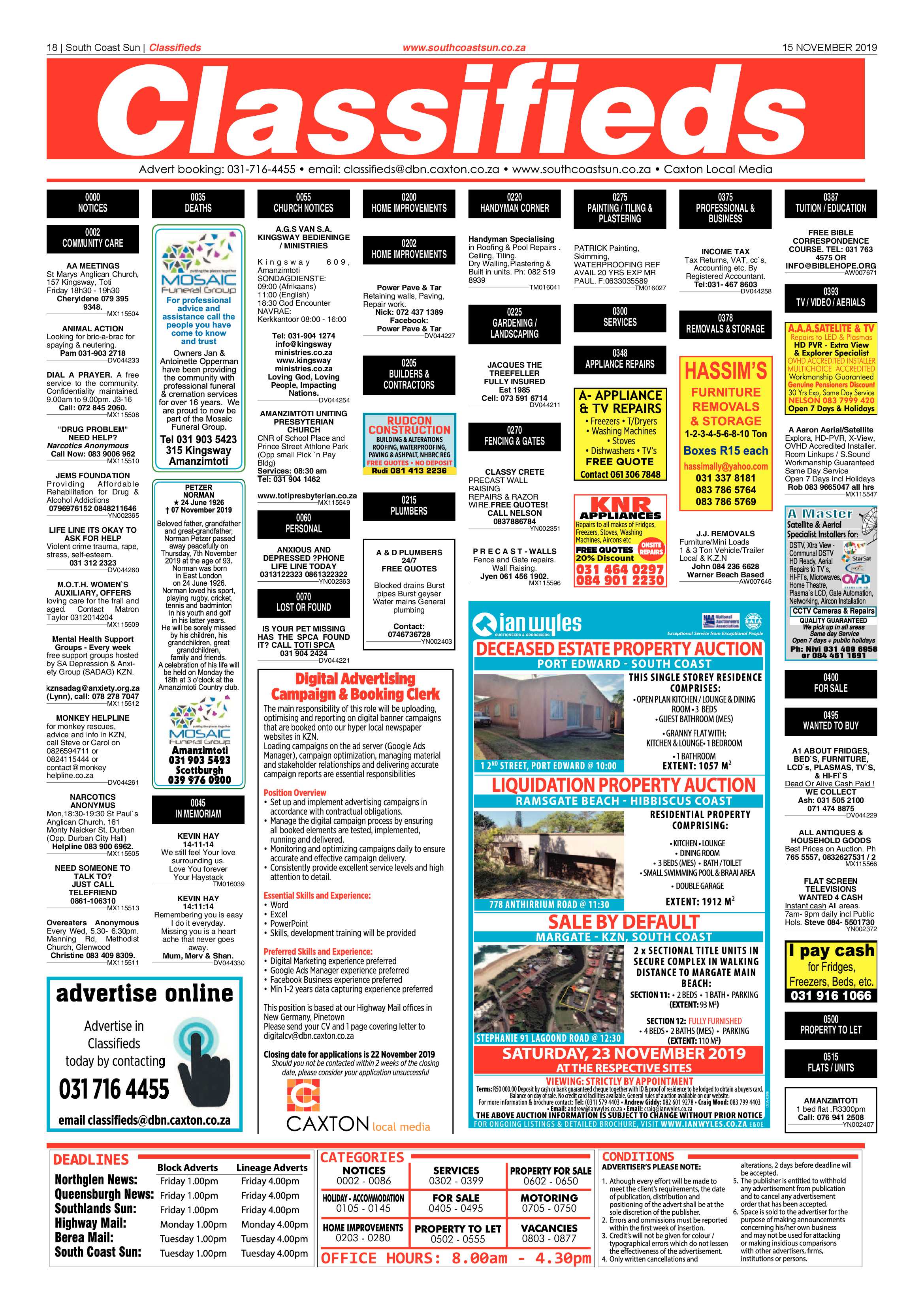 South Coast Sun 15 November 2019 page 18