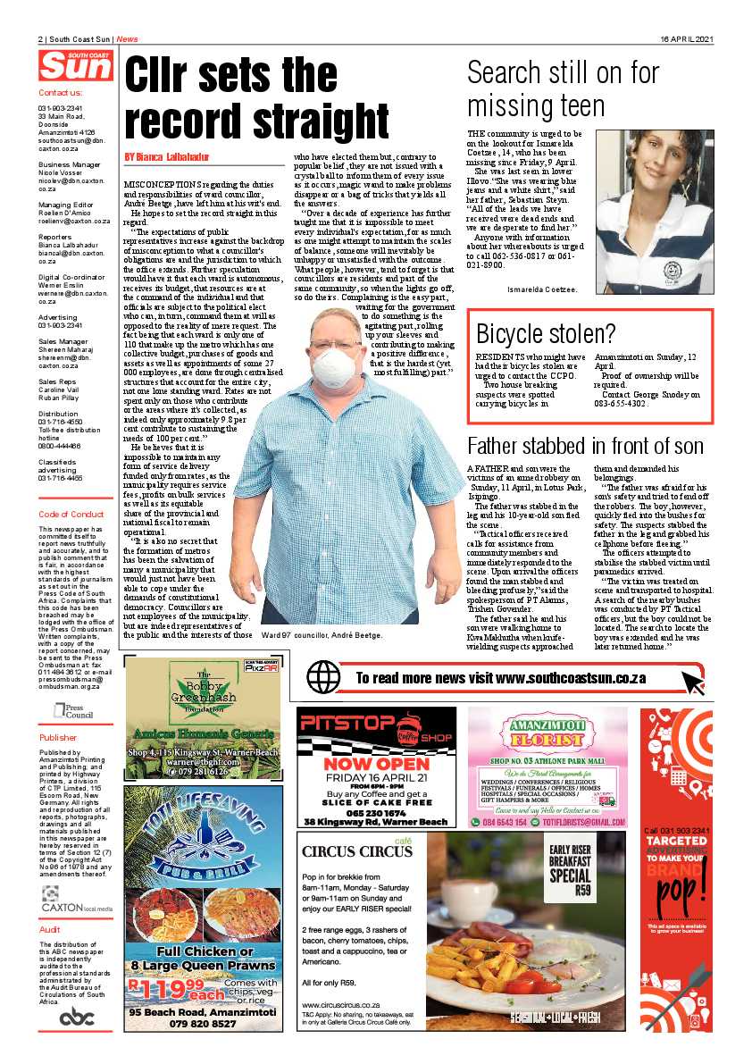 South Coast Sun 16 April 2021 page 2