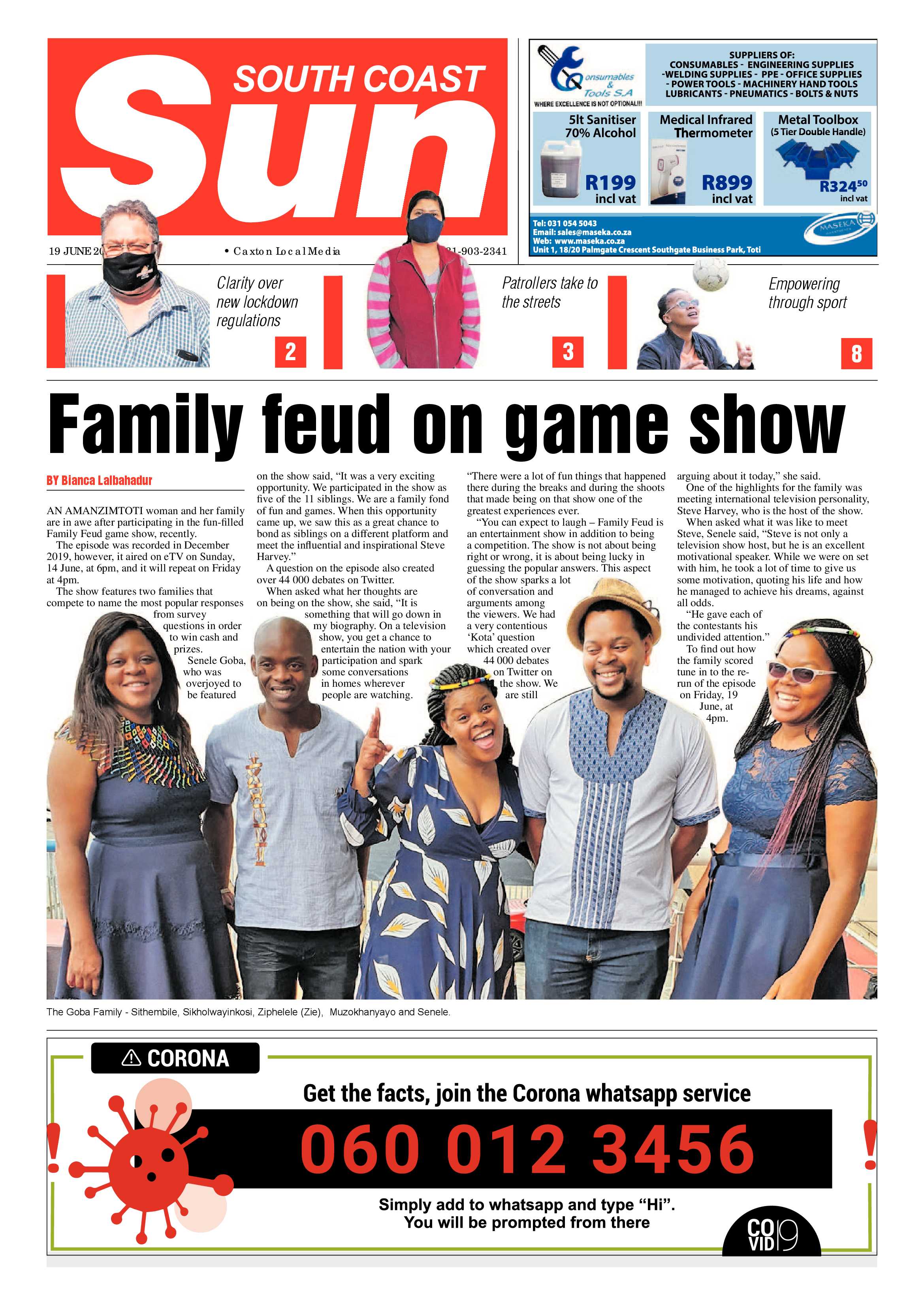 South Coast Sun 19 June 2020 page 1