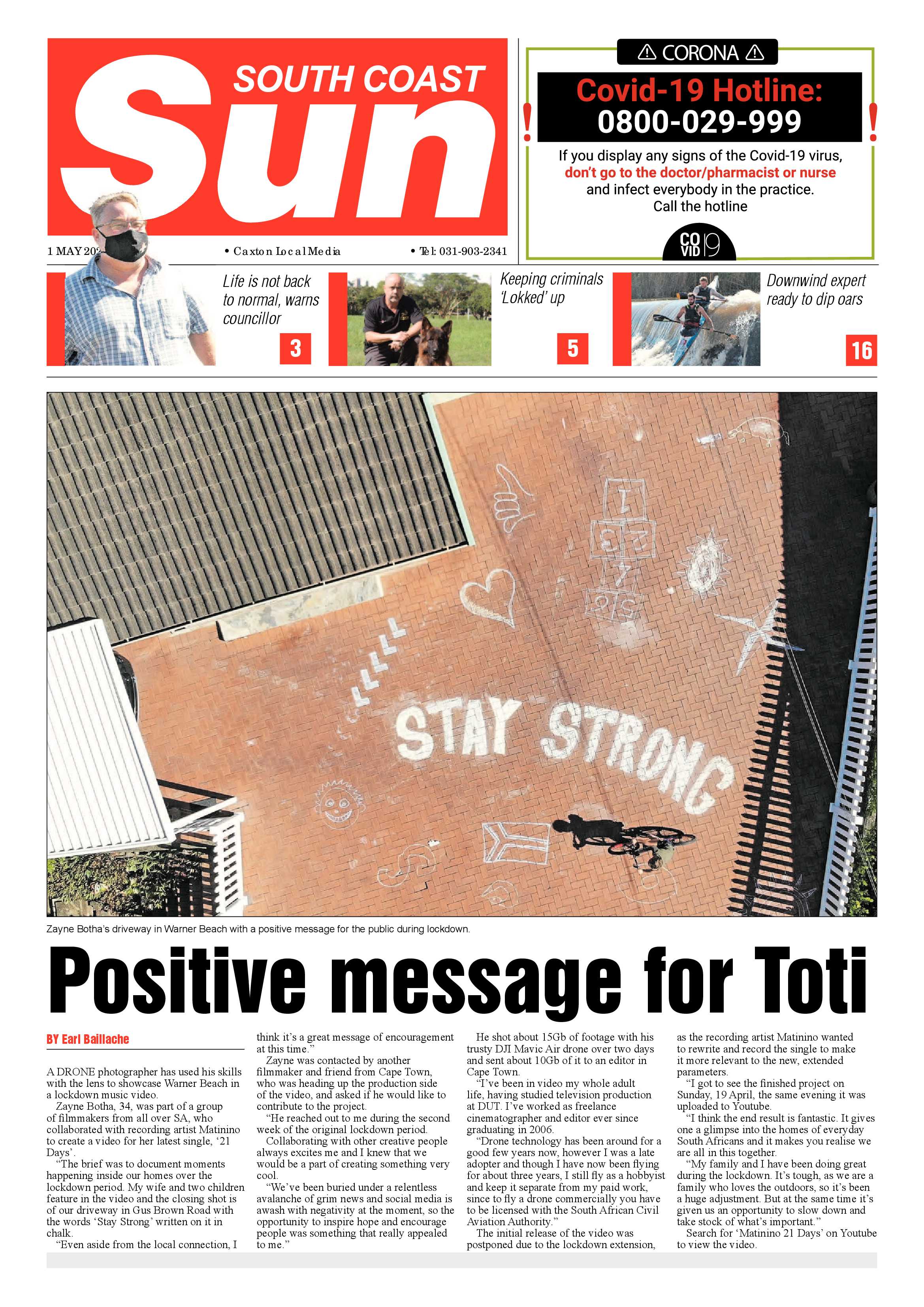 South Coast Sun 1 May 2020 page 1