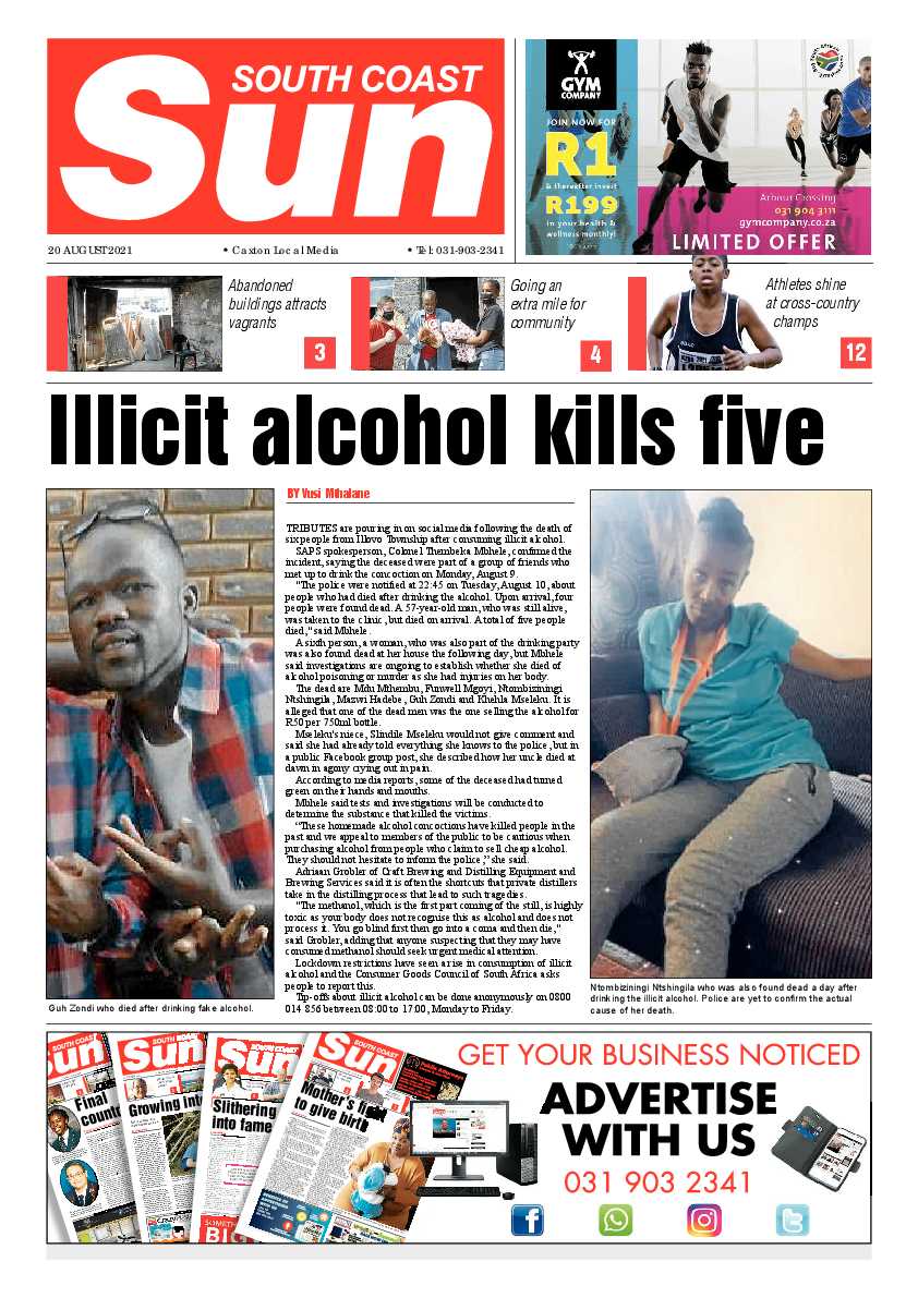 South Coast Sun 20 August  2021 page 1