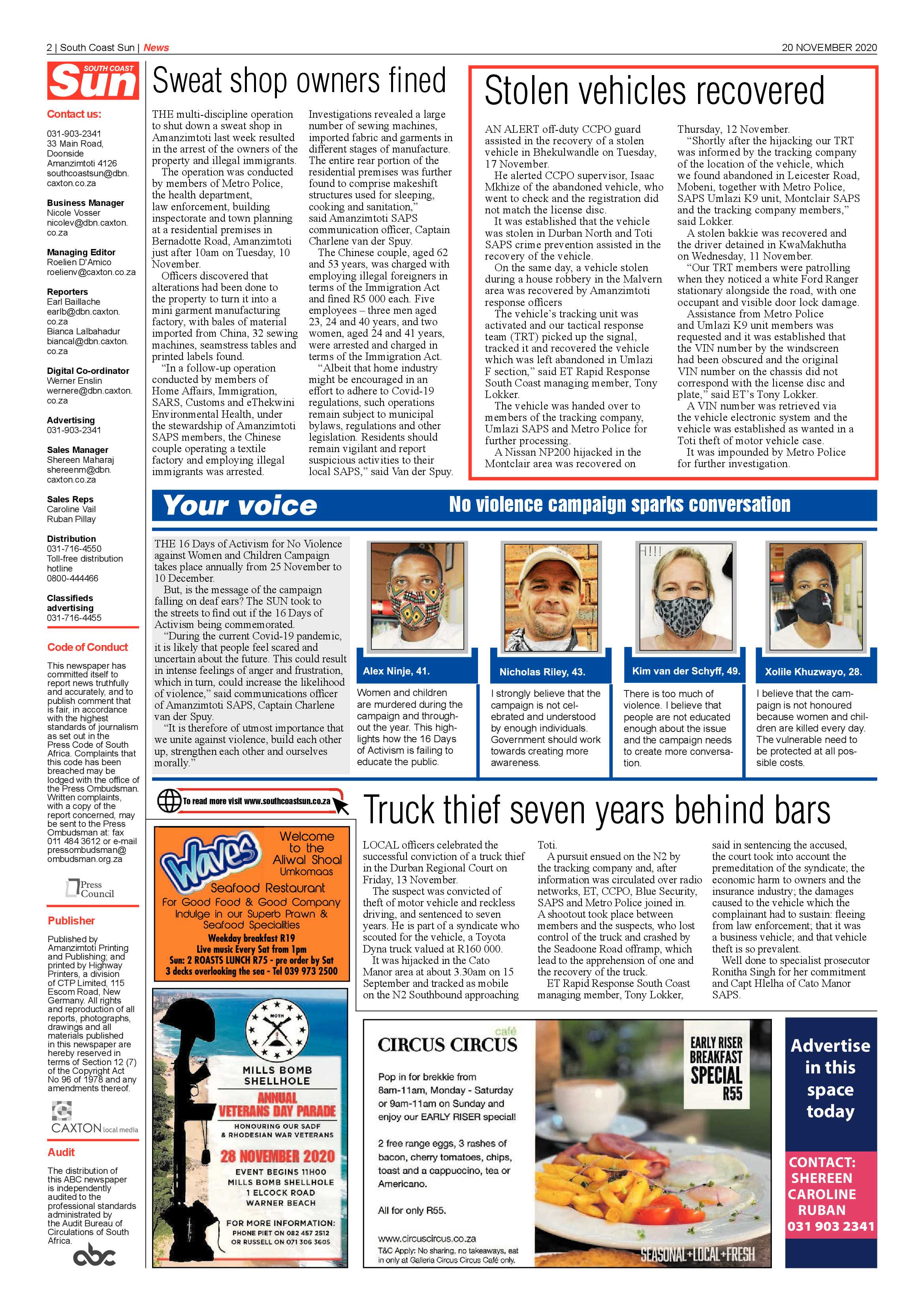 South Coast Sun 20 November 2020 page 2