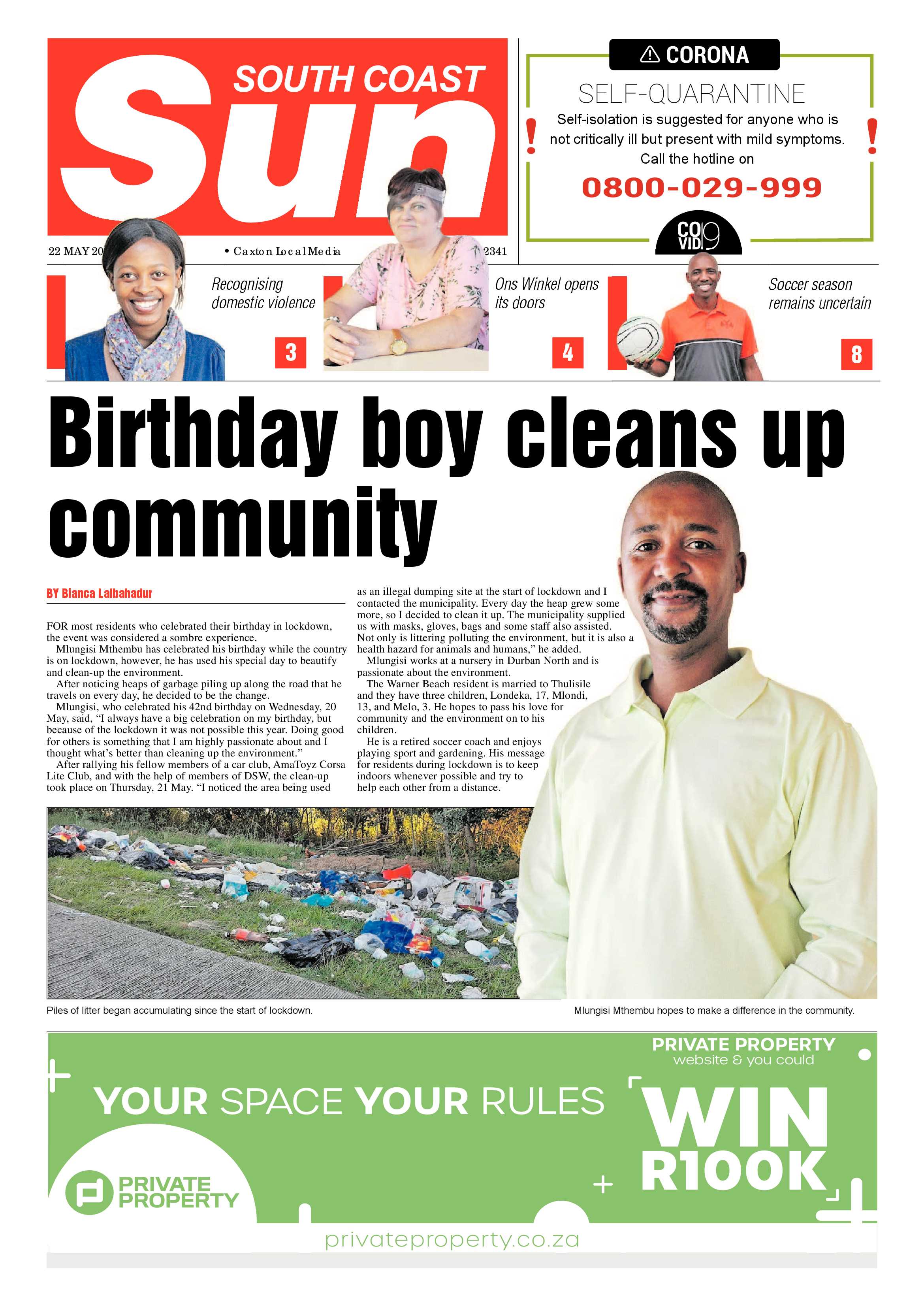 South Coast Sun 22 May 2020 page 1