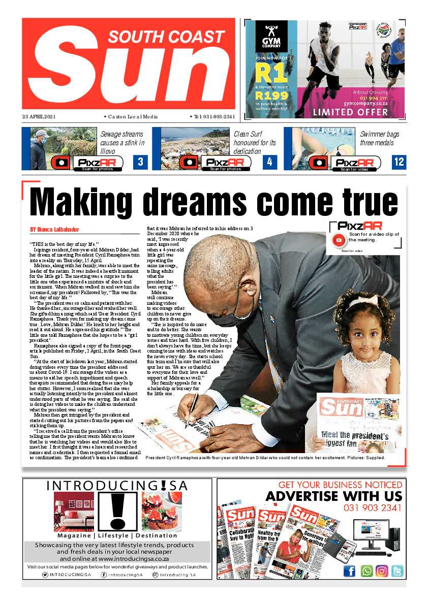 South Coast Sun 23 April 2021 page 1
