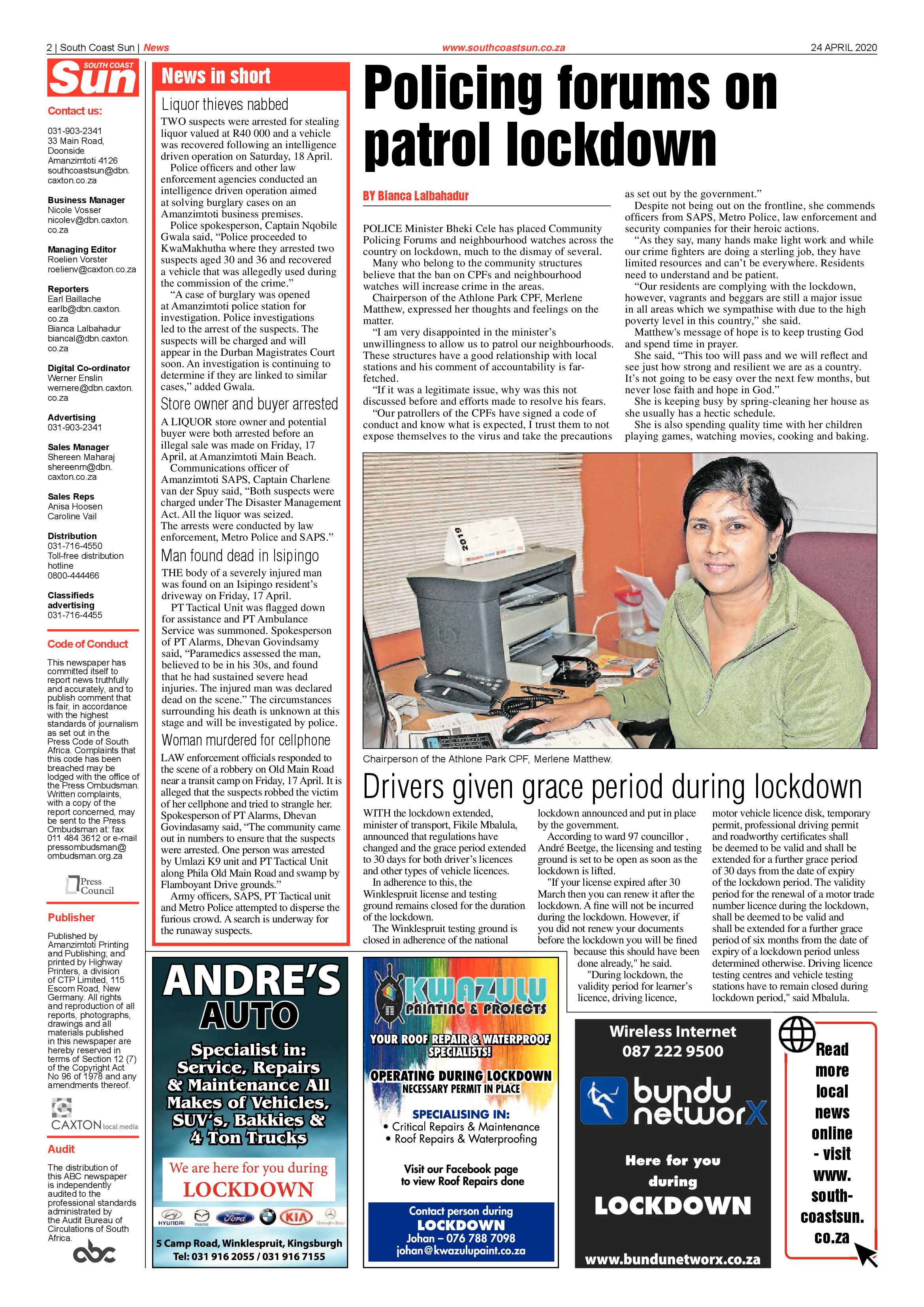 South Coast Sun 24 April 2020 page 2