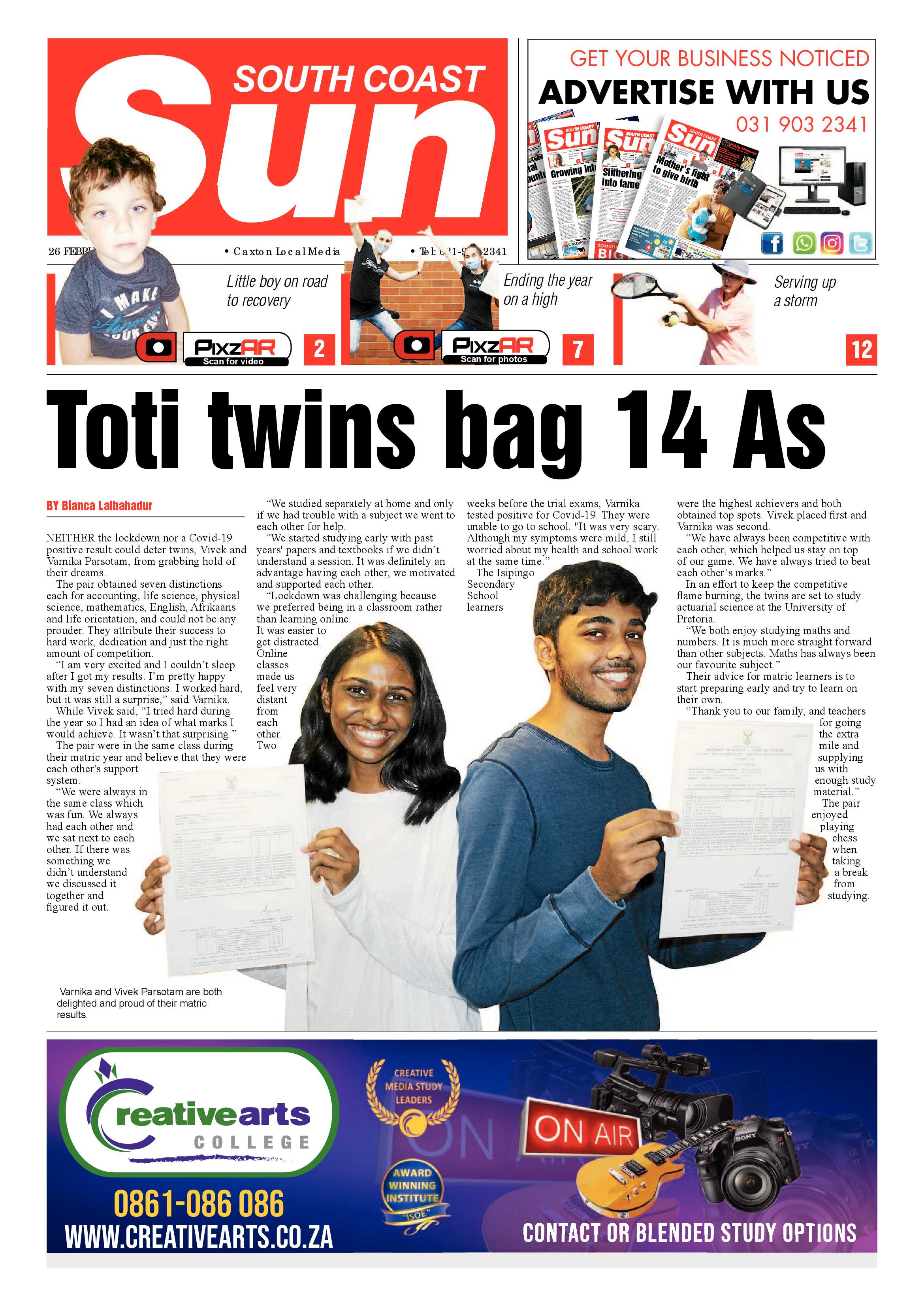 South Coast Sun 26 February 2021 page 1