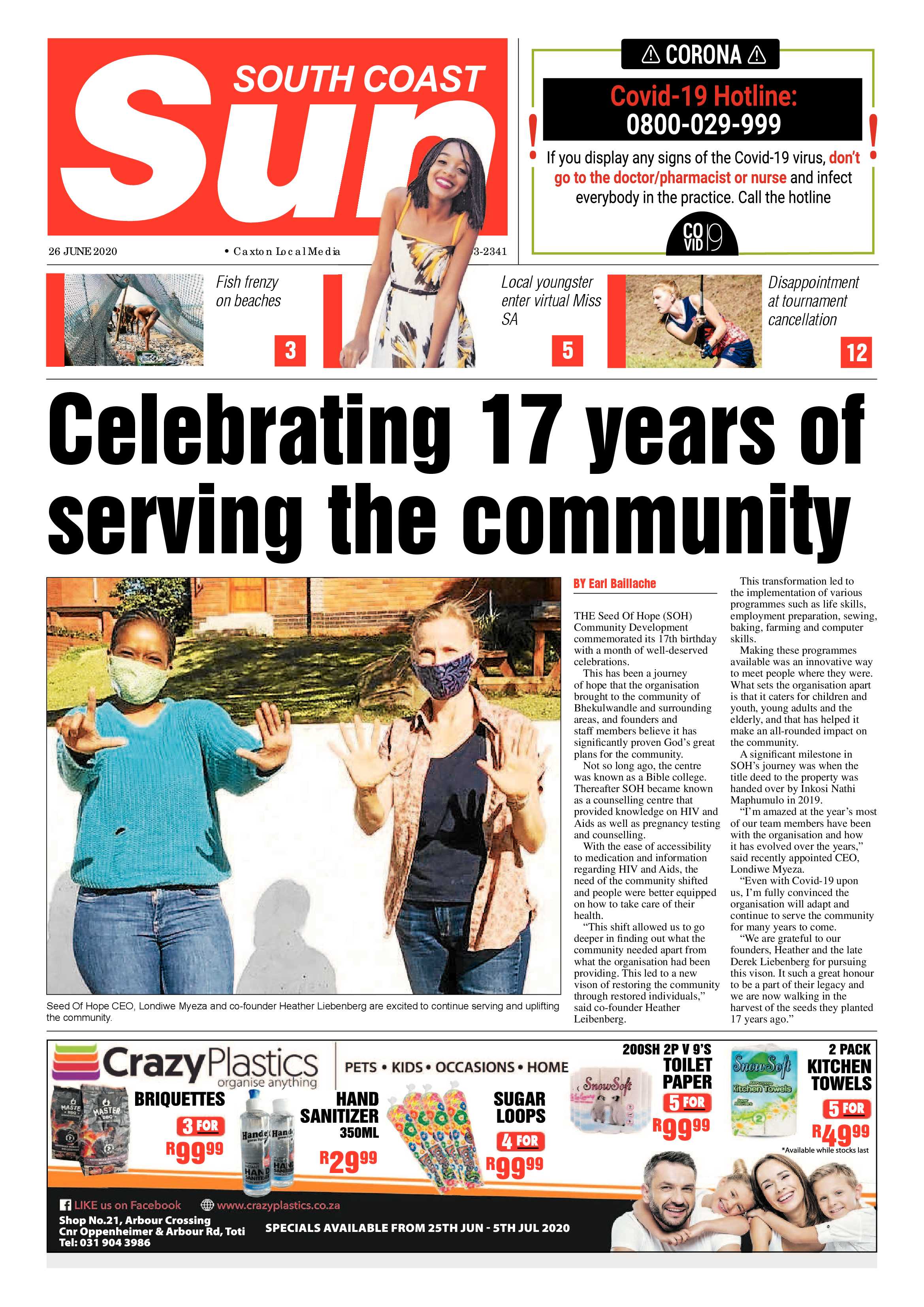 South Coast Sun 26 June 2020 page 1