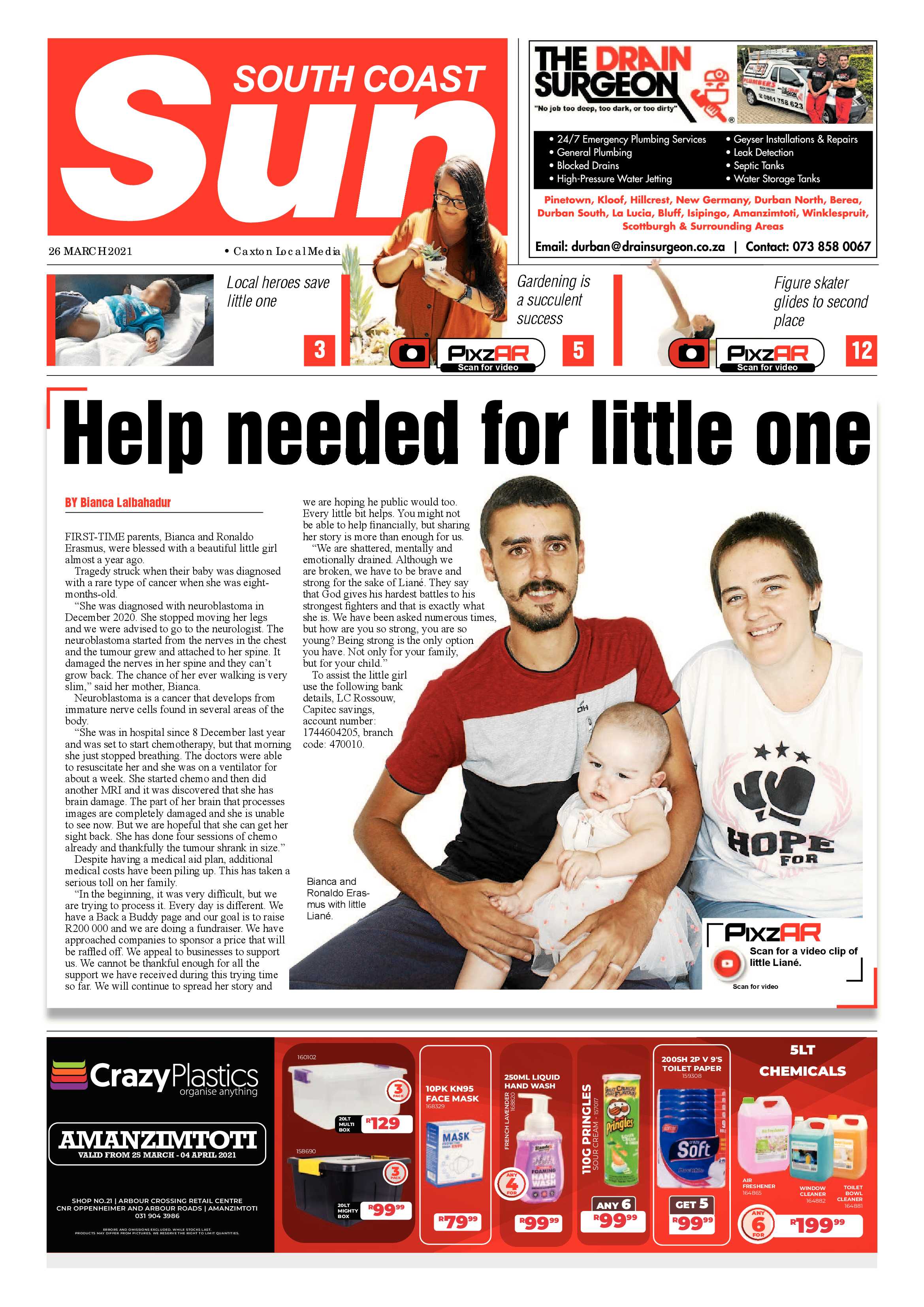 South Coast Sun 26 March 2021 page 1