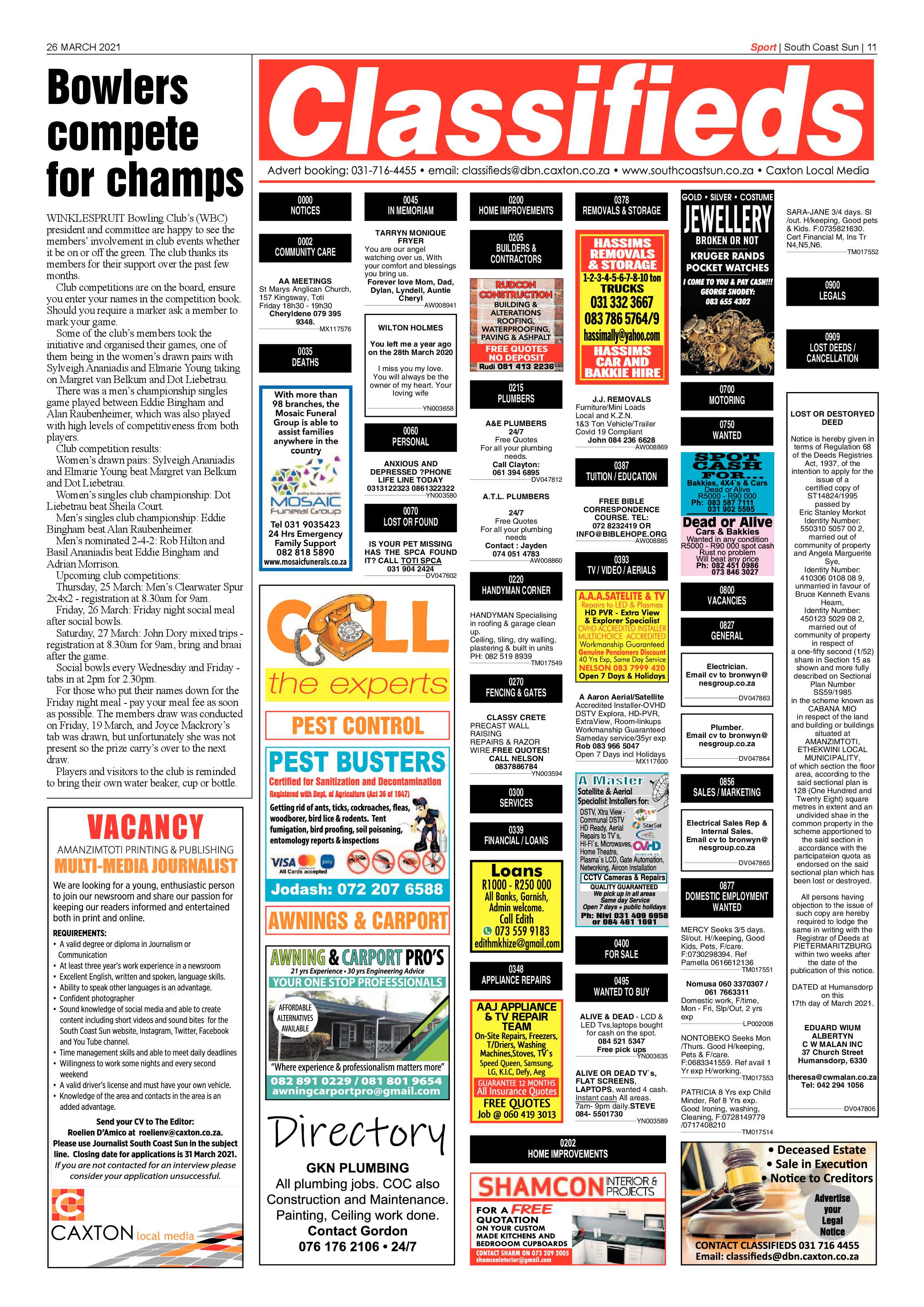 South Coast Sun 26 March 2021 page 11