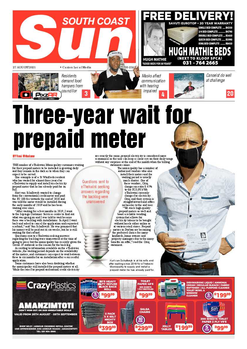 South Coast Sun 27 August  2021 page 1