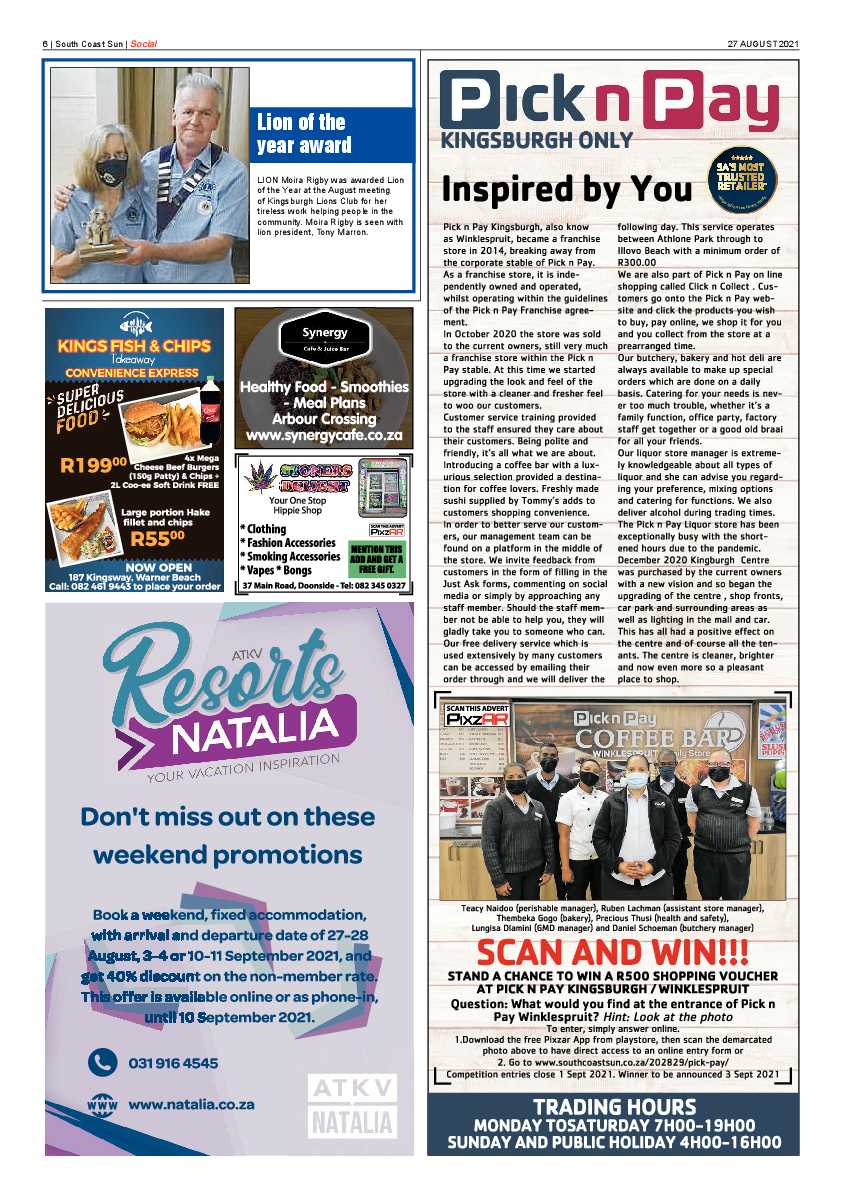 South Coast Sun 27 August  2021 page 6