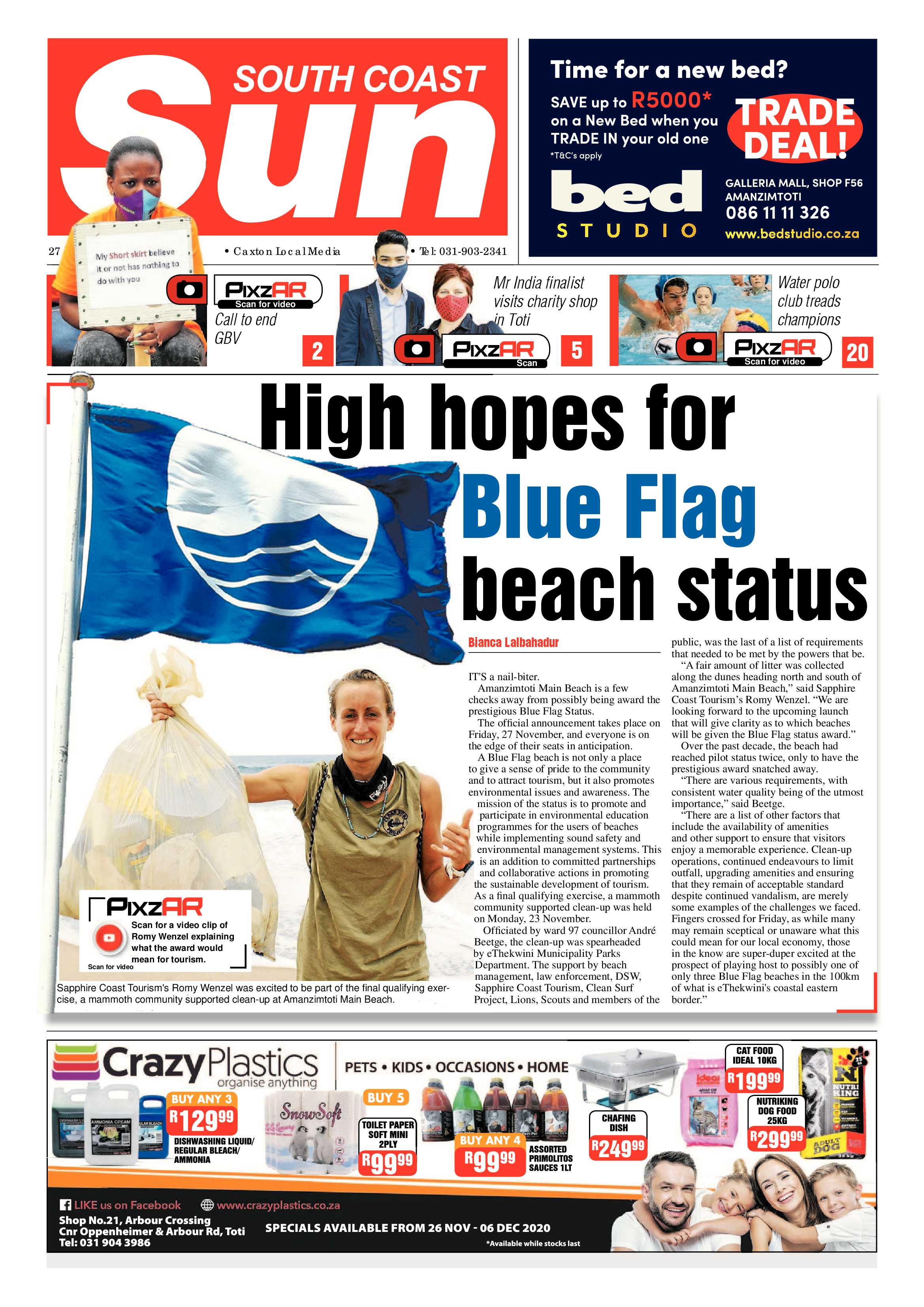 South Coast Sun 27 November 2020 page 1