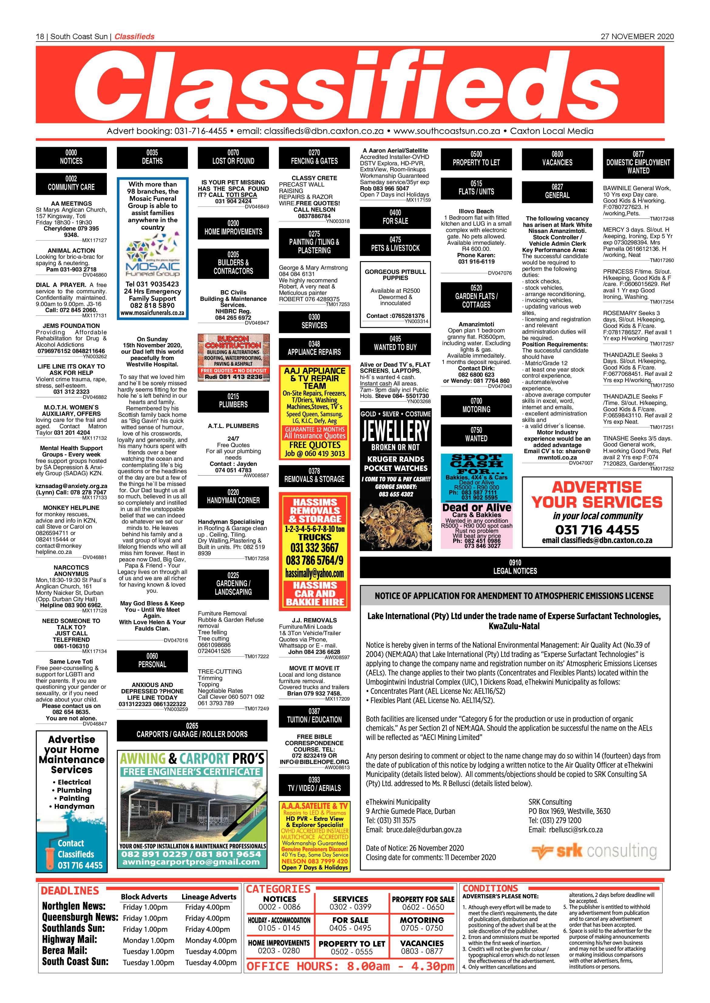 South Coast Sun 27 November 2020 page 18