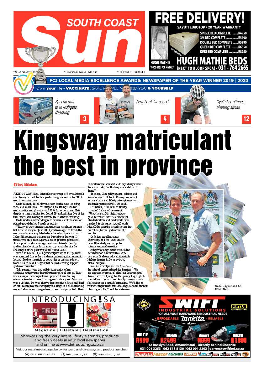 South Coast Sun 28 January 2022 page 1