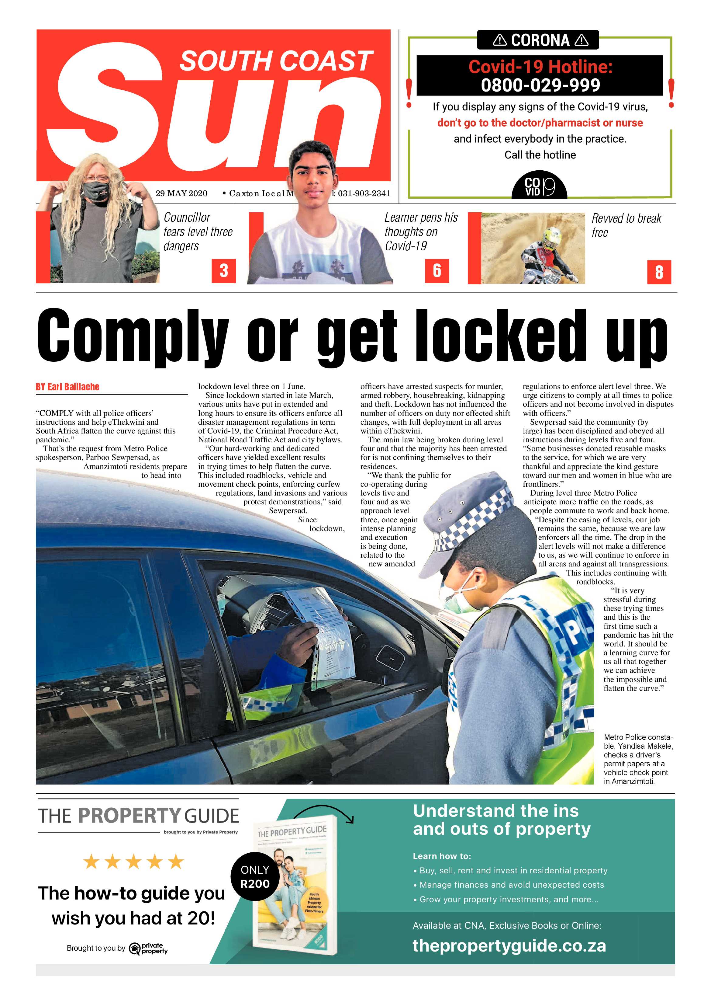 South Coast Sun 29 May 2020 page 1