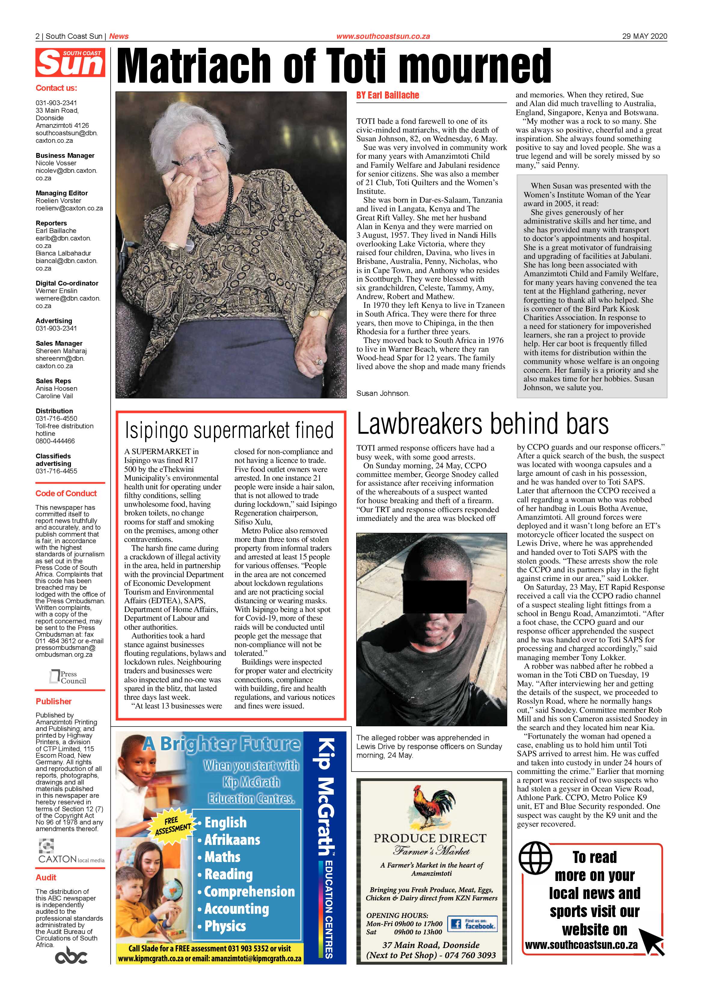 South Coast Sun 29 May 2020 page 2