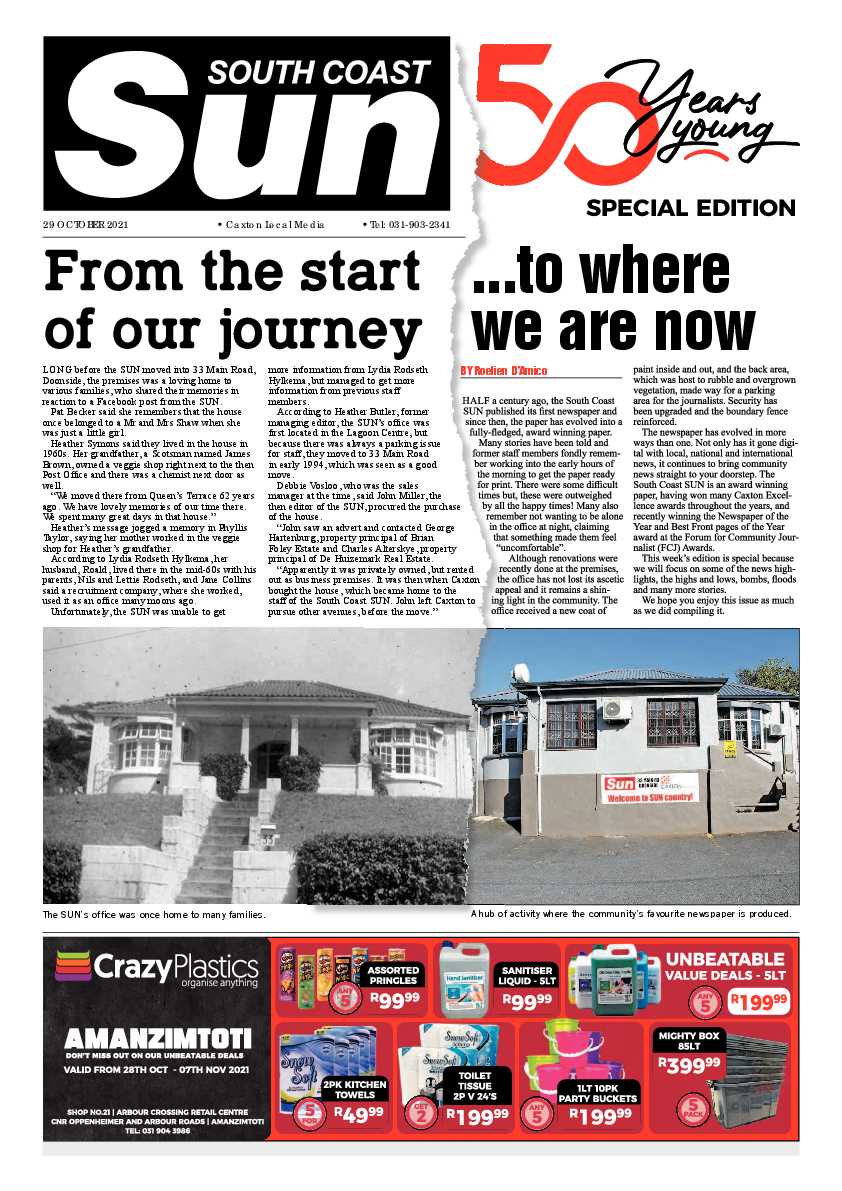 South Coast Sun 29 October 2021 page 1