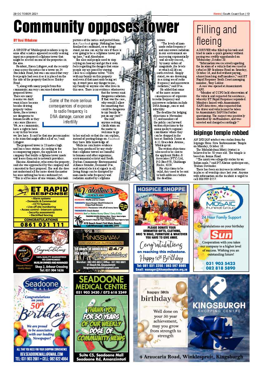 South Coast Sun 29 October 2021 page 13