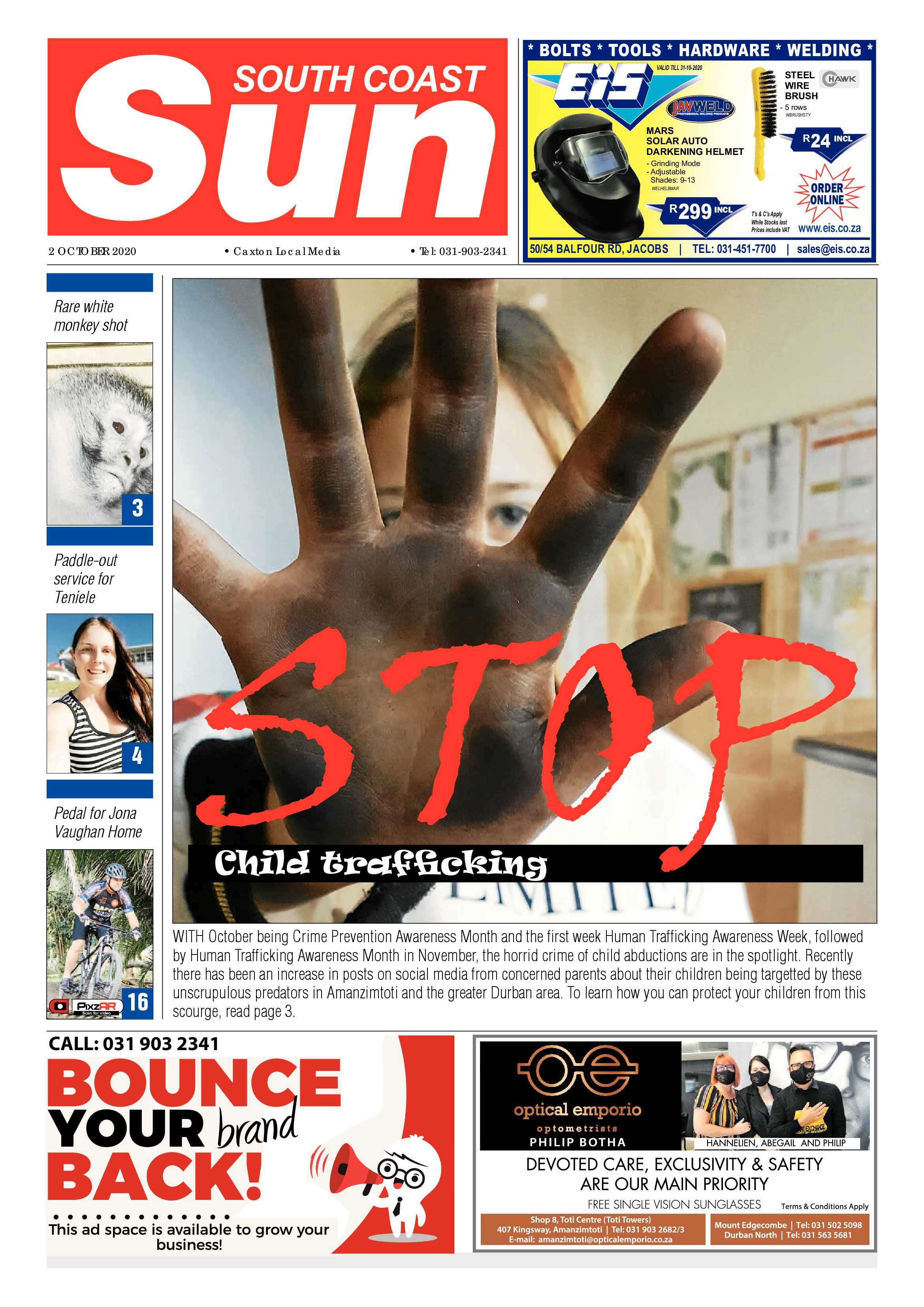 South Coast Sun 2 October 2020 page 1