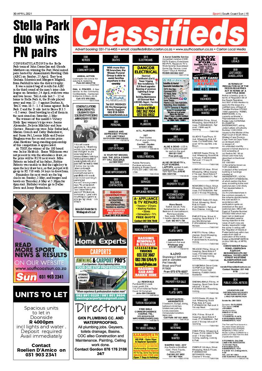 South Coast Sun 30 April 2021 page 15