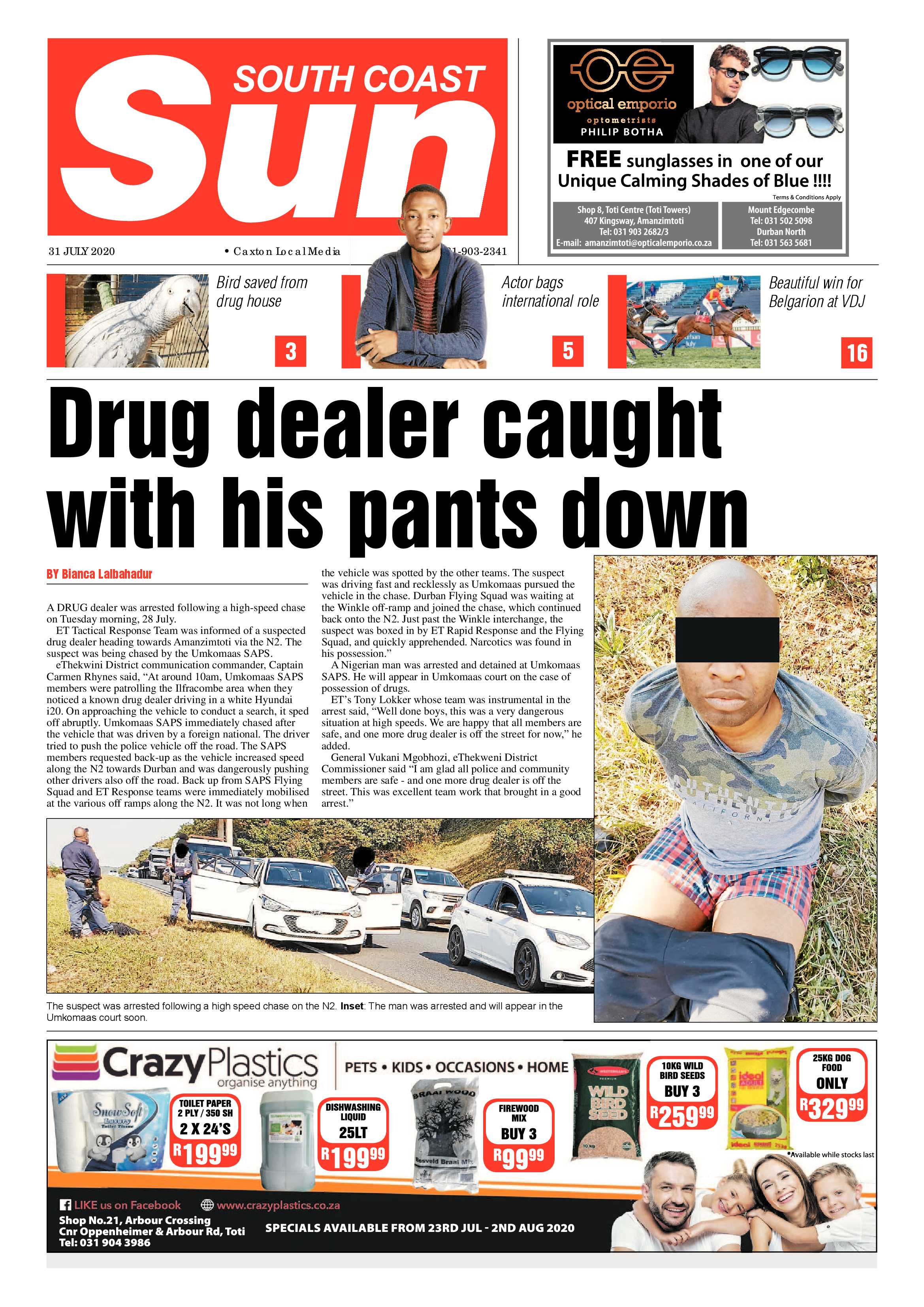 South Coast Sun 31 July 2020 page 1