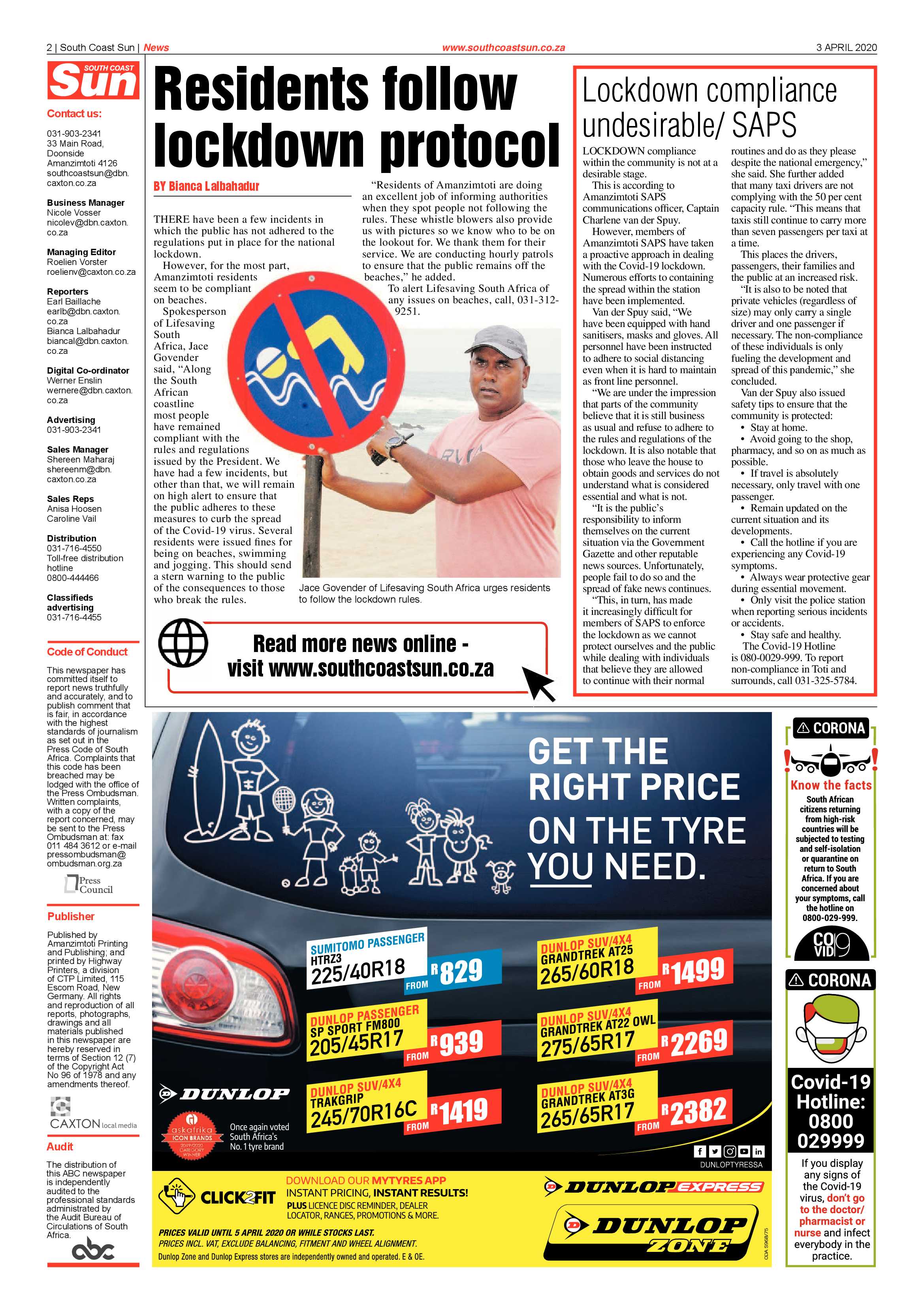 South Coast Sun 3 April 2020 page 2