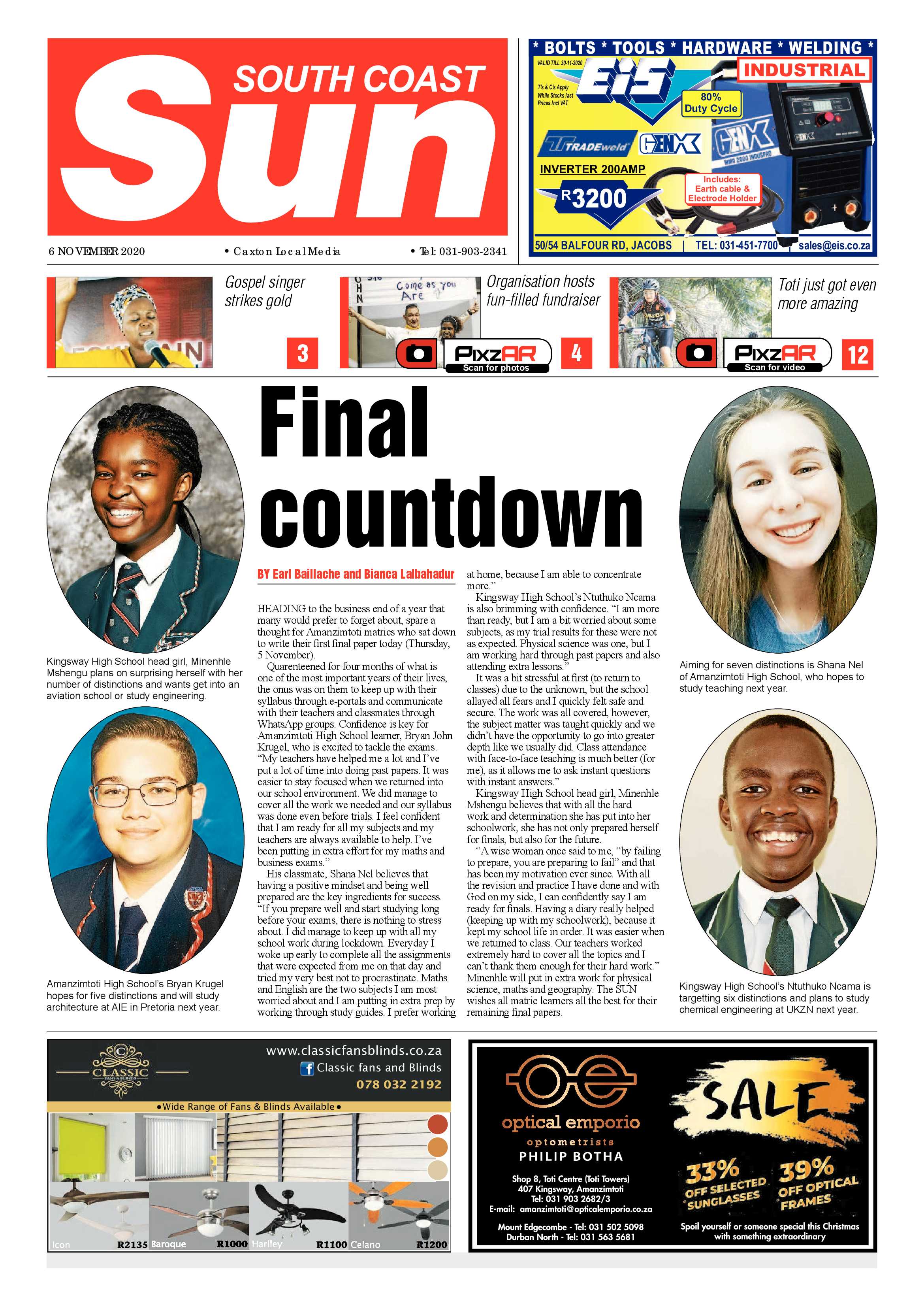 South Coast Sun 6 November 2020 page 1