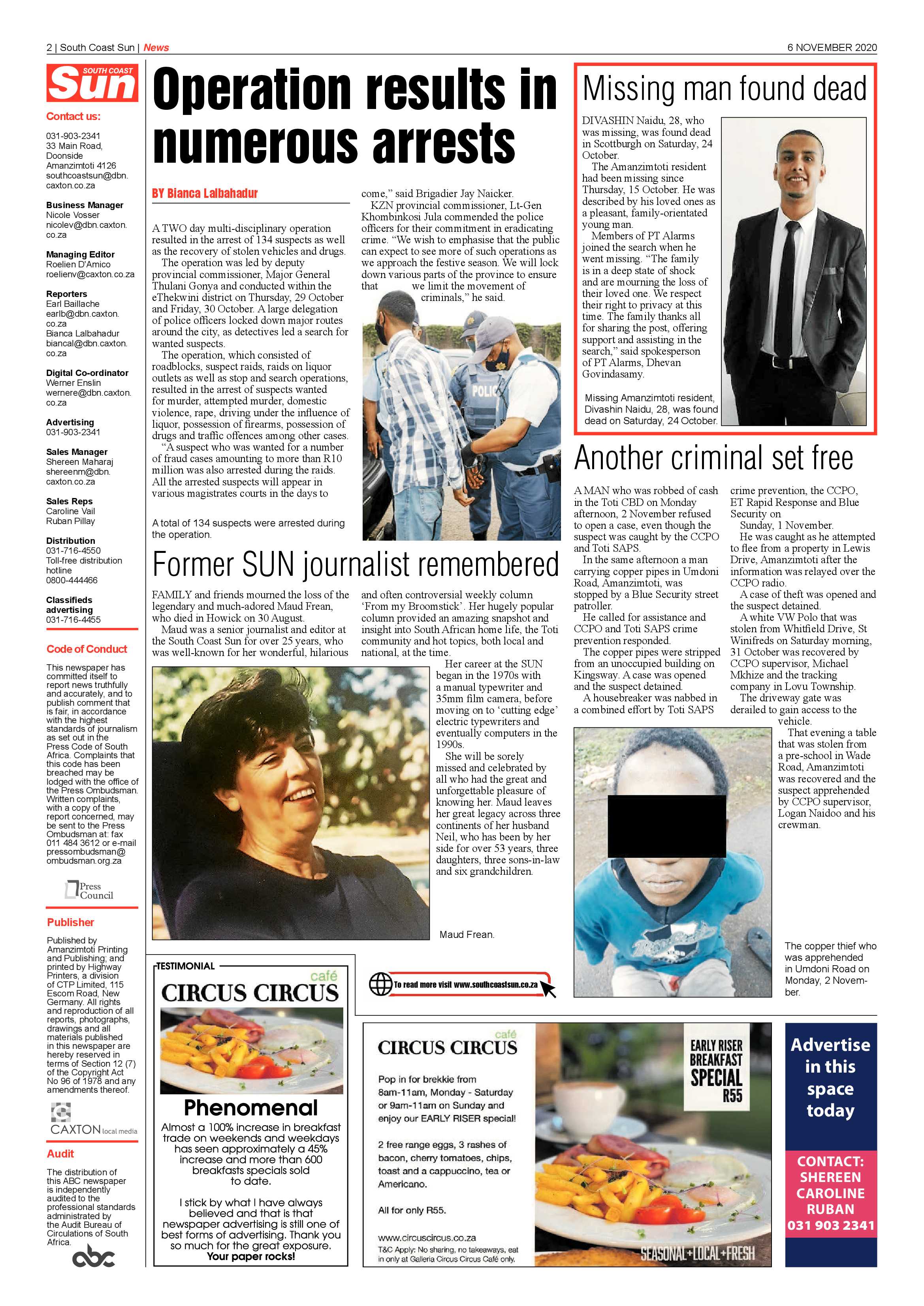 South Coast Sun 6 November 2020 page 2