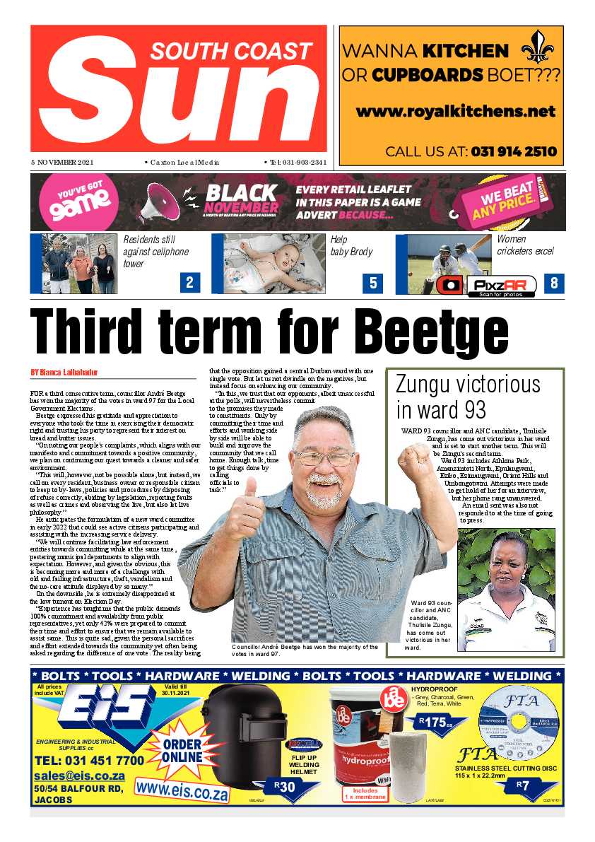 Southcoast Sun 5 November 2021 page 1