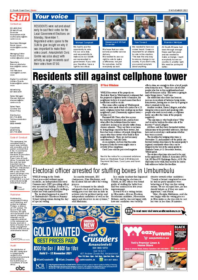 Southcoast Sun 5 November 2021 page 2