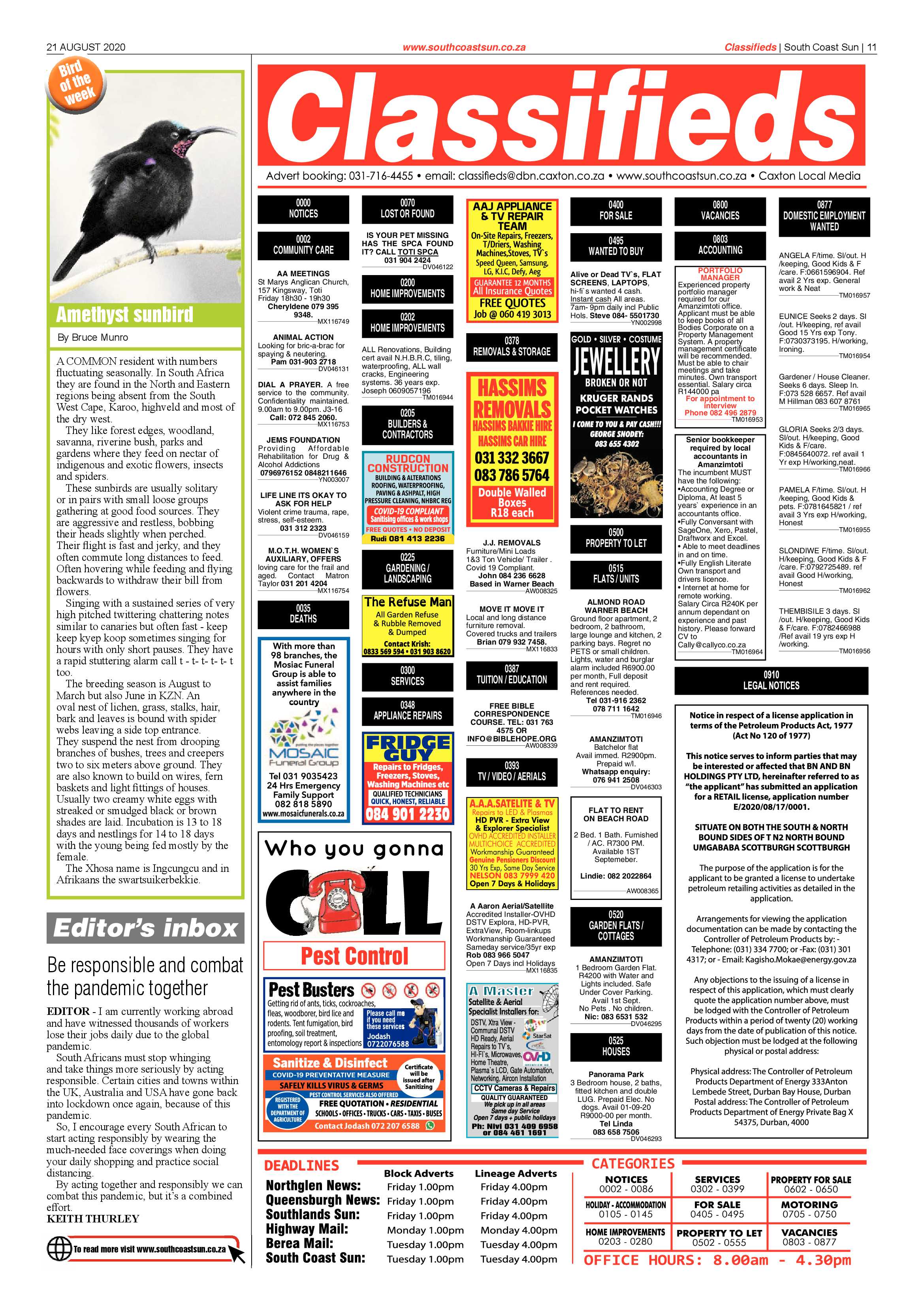 South Coast Sun 21 August 2020 page 11